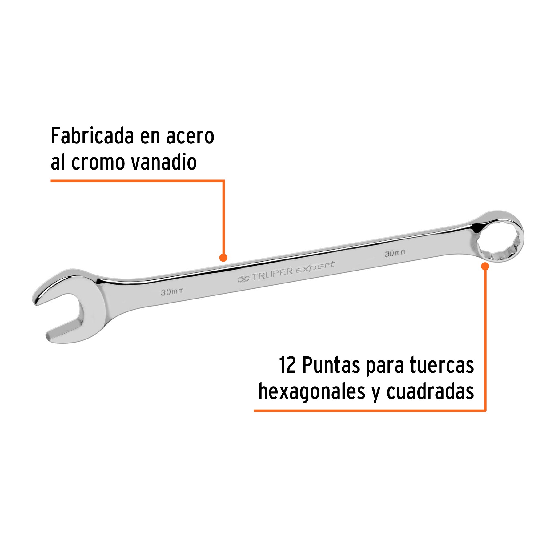LLAVE COMBINADA EXTRALARGA 30 MM X 401 MM DE LARGO, TRUPER EXPERT 13816