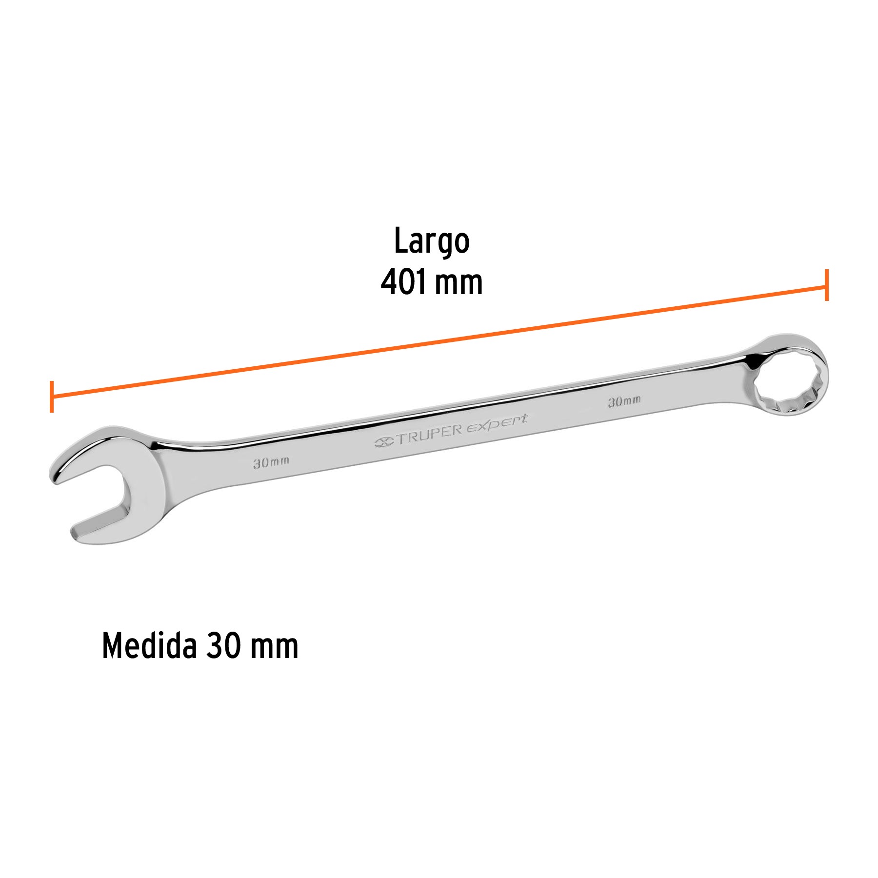 LLAVE COMBINADA EXTRALARGA 30 MM X 401 MM DE LARGO, TRUPER EXPERT 13816