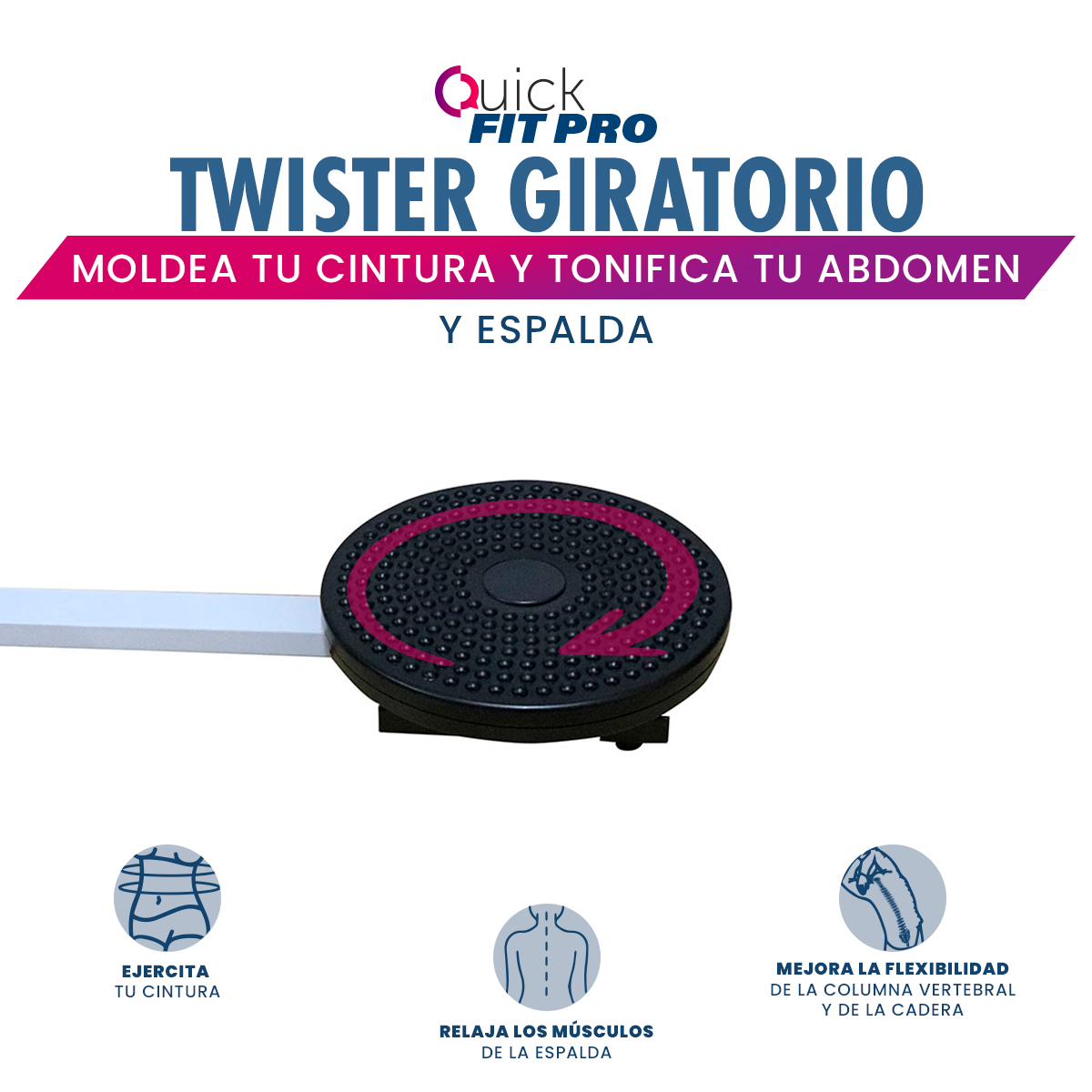 Caminadora Fitness Manual 4 en 1 Plegable Quick Fit Pro TV Ofertas Blanca, Portátil, con Bocina, ligas, barras y disco twister