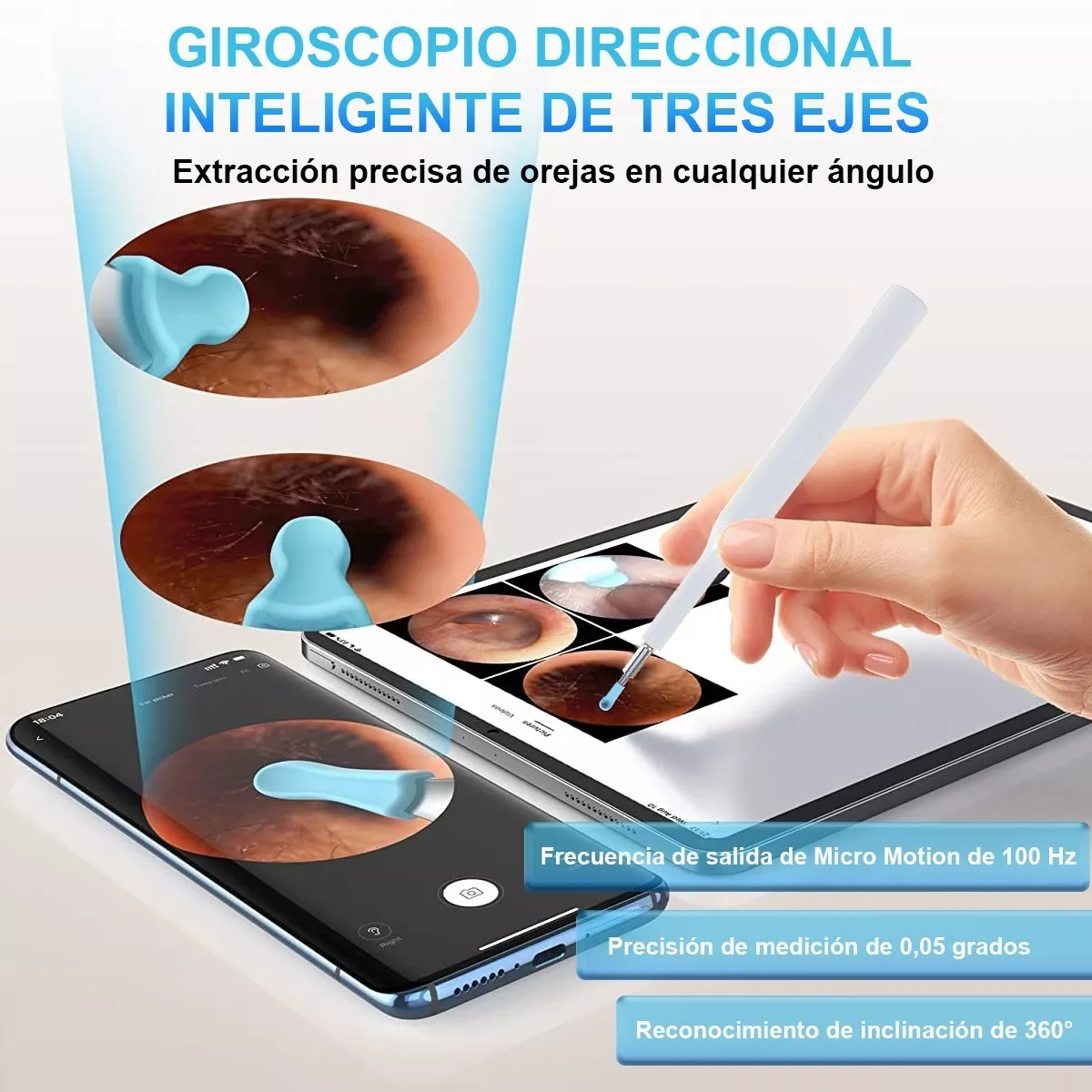 Limpiador De Oidos Cámara Otoscopio Endoscopio Wifi 1080p