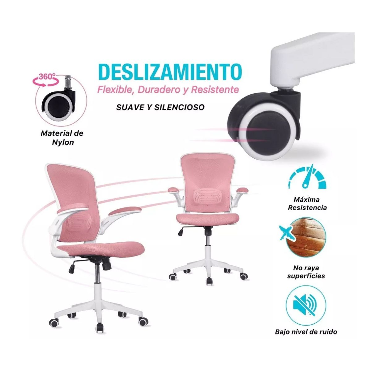 Silla Oficina Ejecutiva De Escritorio Ergonómica Color Rosa Pálido