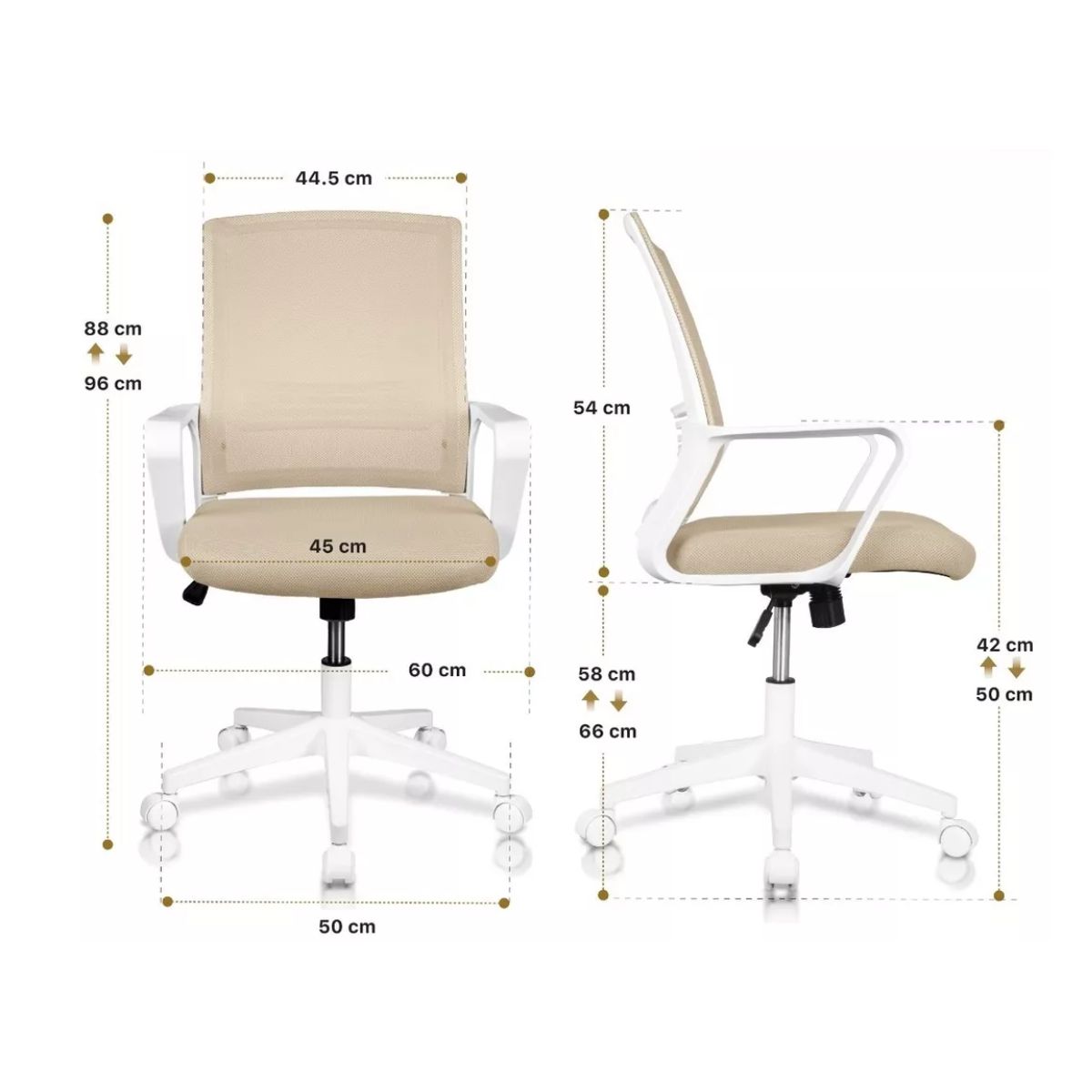 Silla Oficina Ergonómica Giratoria De Escritorio Beige