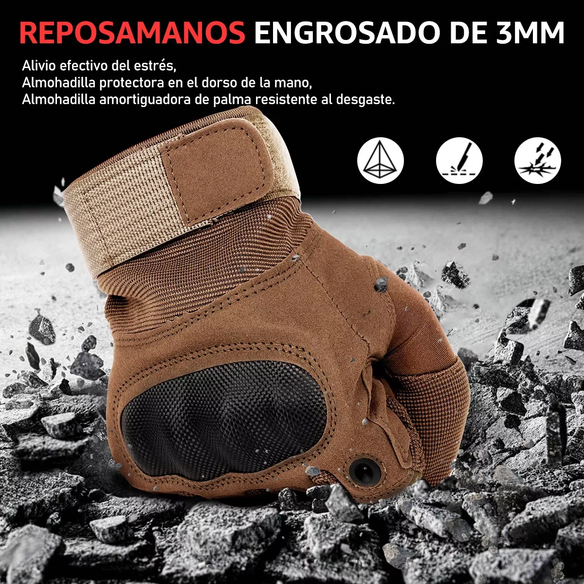Guantes Tacticos Militares De Moto/motocross Nudillo Almohad Caqui G