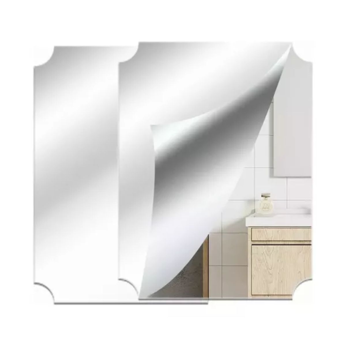 Espejos Cuadrado Autoadhesivos Acrílico Decorativos Pared 2 pzs, Plata