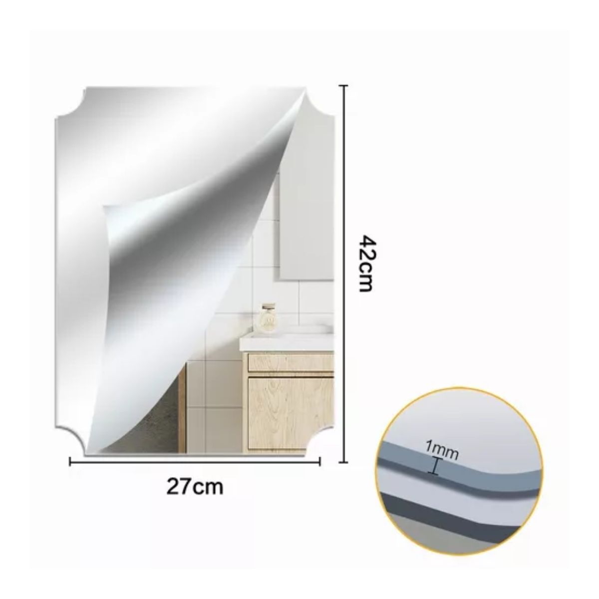 Espejos Cuadrado Autoadhesivos Acrílico Decorativos Pared 2 pzs, Plata