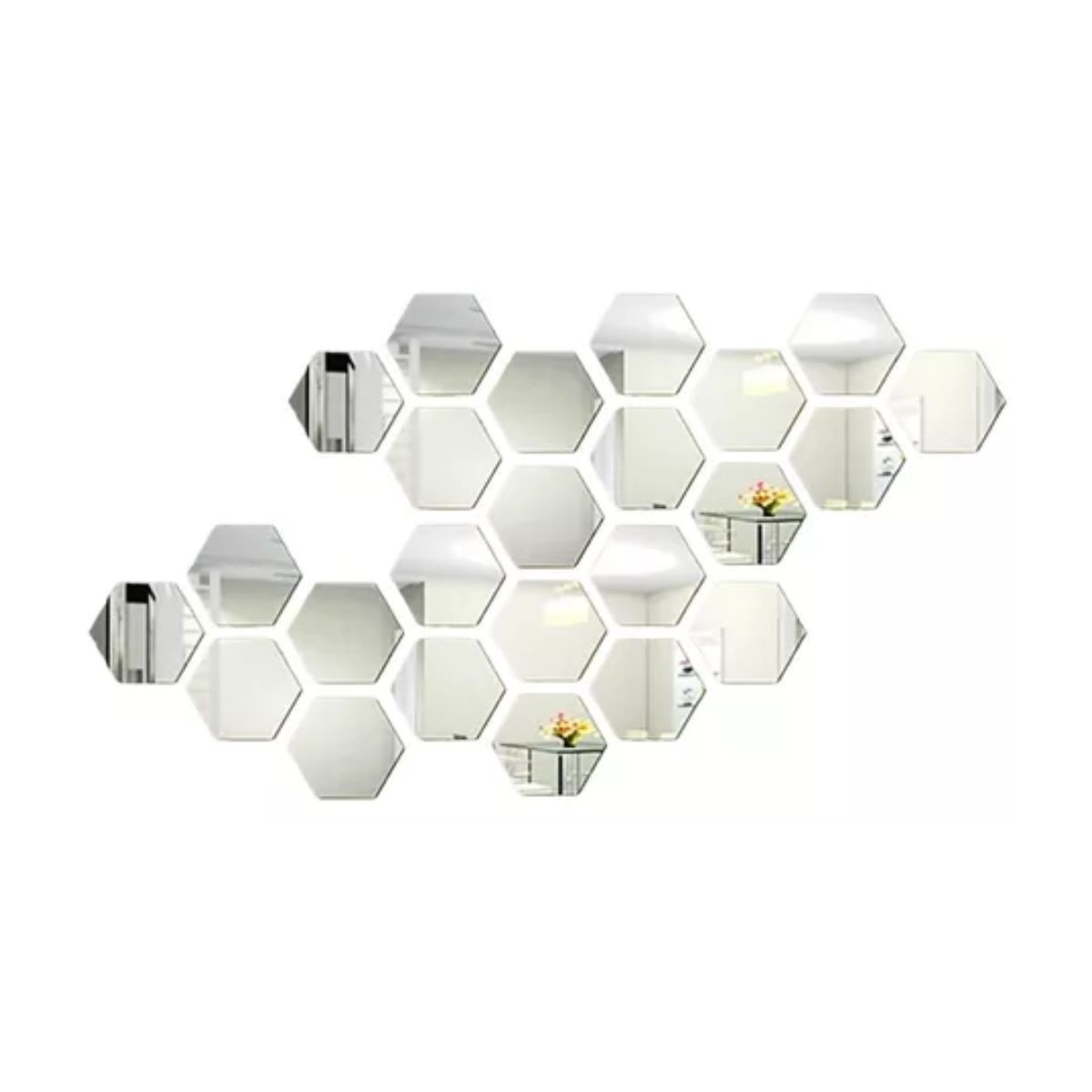 Espejos Decorativos Para Pared Acrílicos Adhesivos 24 Pcs Plateado