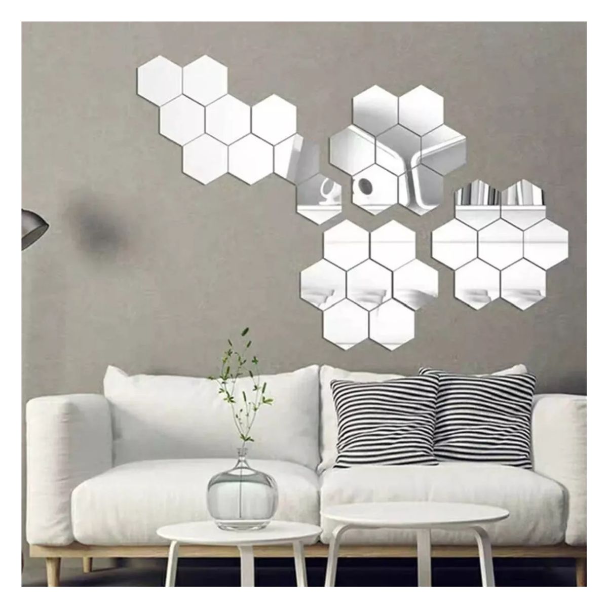 Espejos Decorativos Para Pared Acrílicos Adhesivos 24 Pcs Plateado