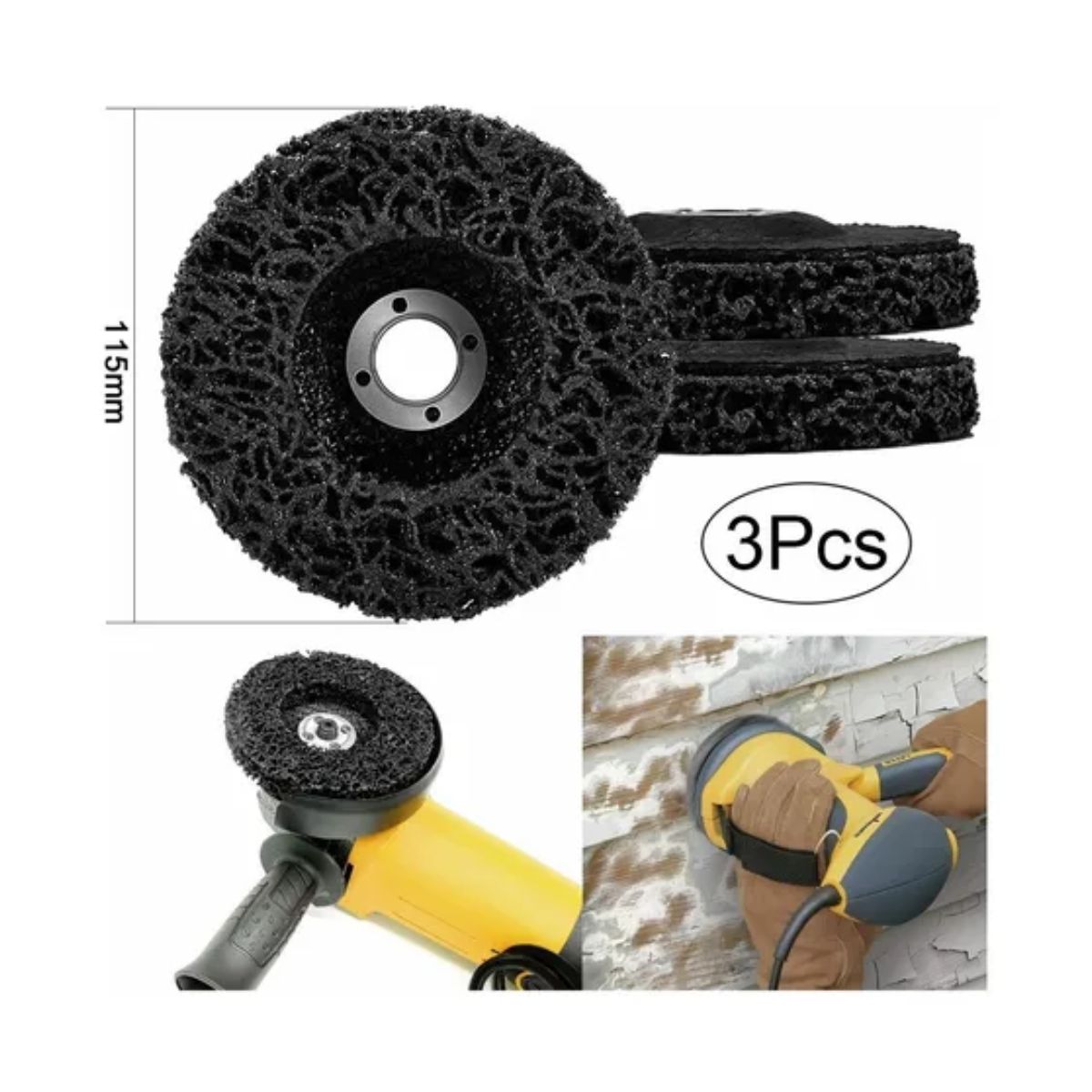 Discos De Pulido Polietileno Para Eliminar Óxido 3 pcs 4.5 In Negro