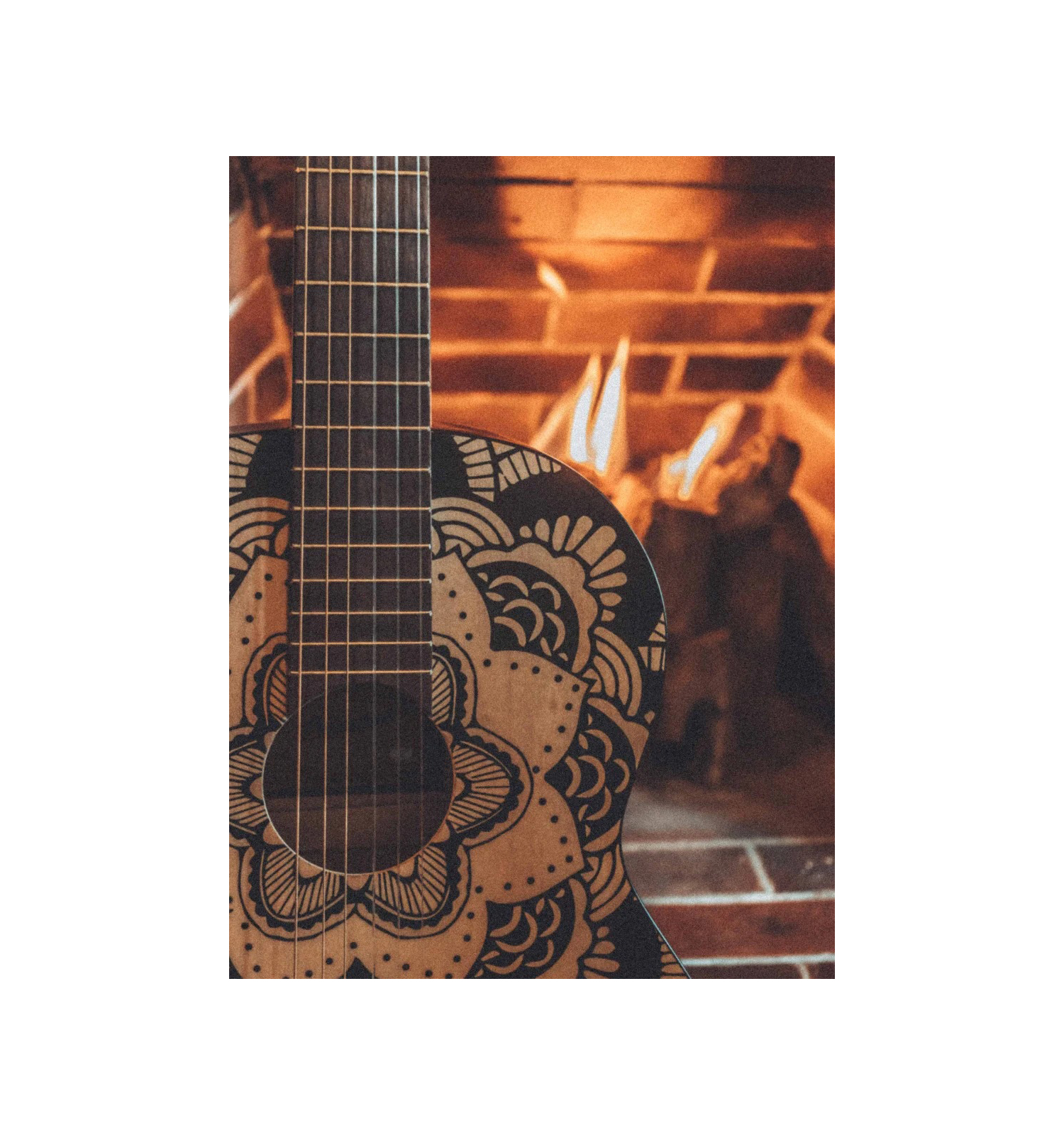 Guitarra Acústica Bamboo 36" Mandala y Funda Acolchada