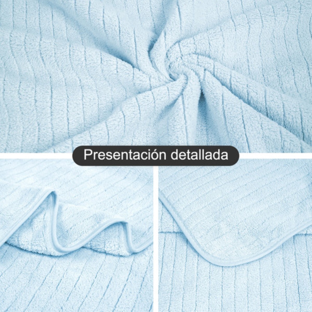 Set 2 Toallas Baño Lana Coral Suave De Alta Densidad, Color Azul Celeste