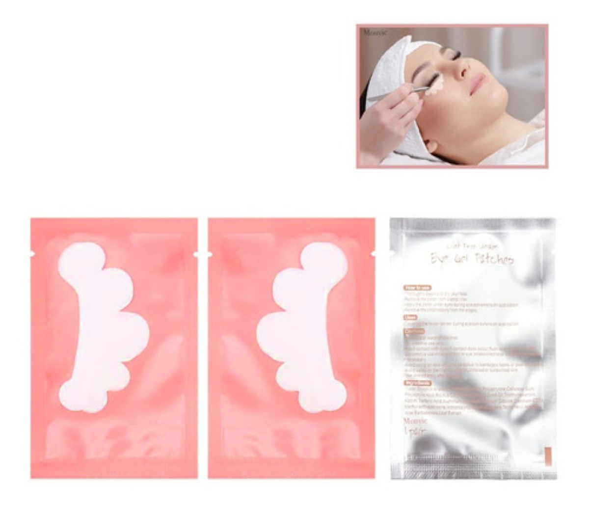 Parches De Hidrogel Maquillaje Extension De Pestañas 50 Pz Rosa