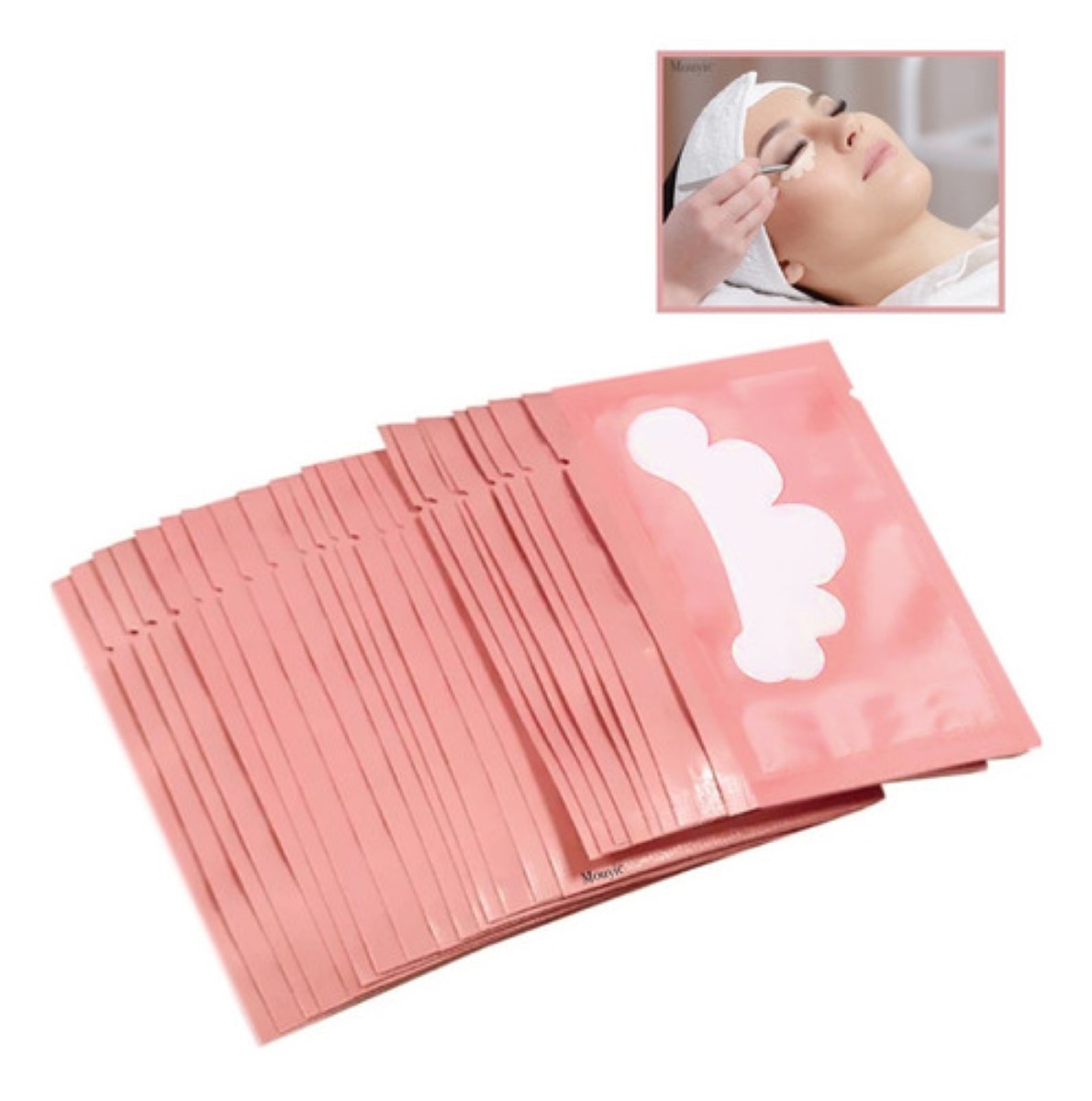 Parches De Hidrogel Maquillaje Extension De Pestañas 50 Pz Rosa