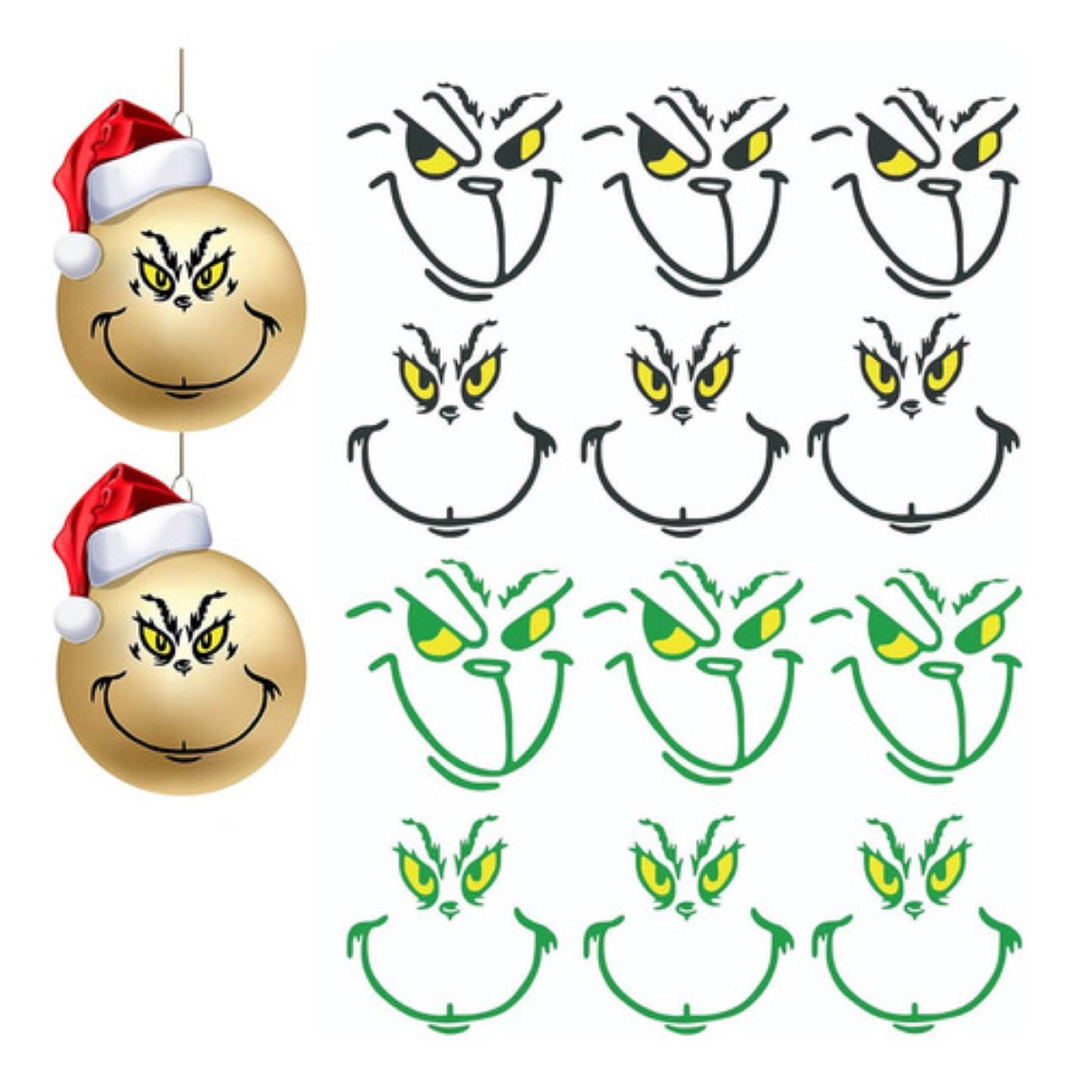 120 Grinch Pegatinas Stickers Decorativas Navideñas Adornos negro/verde