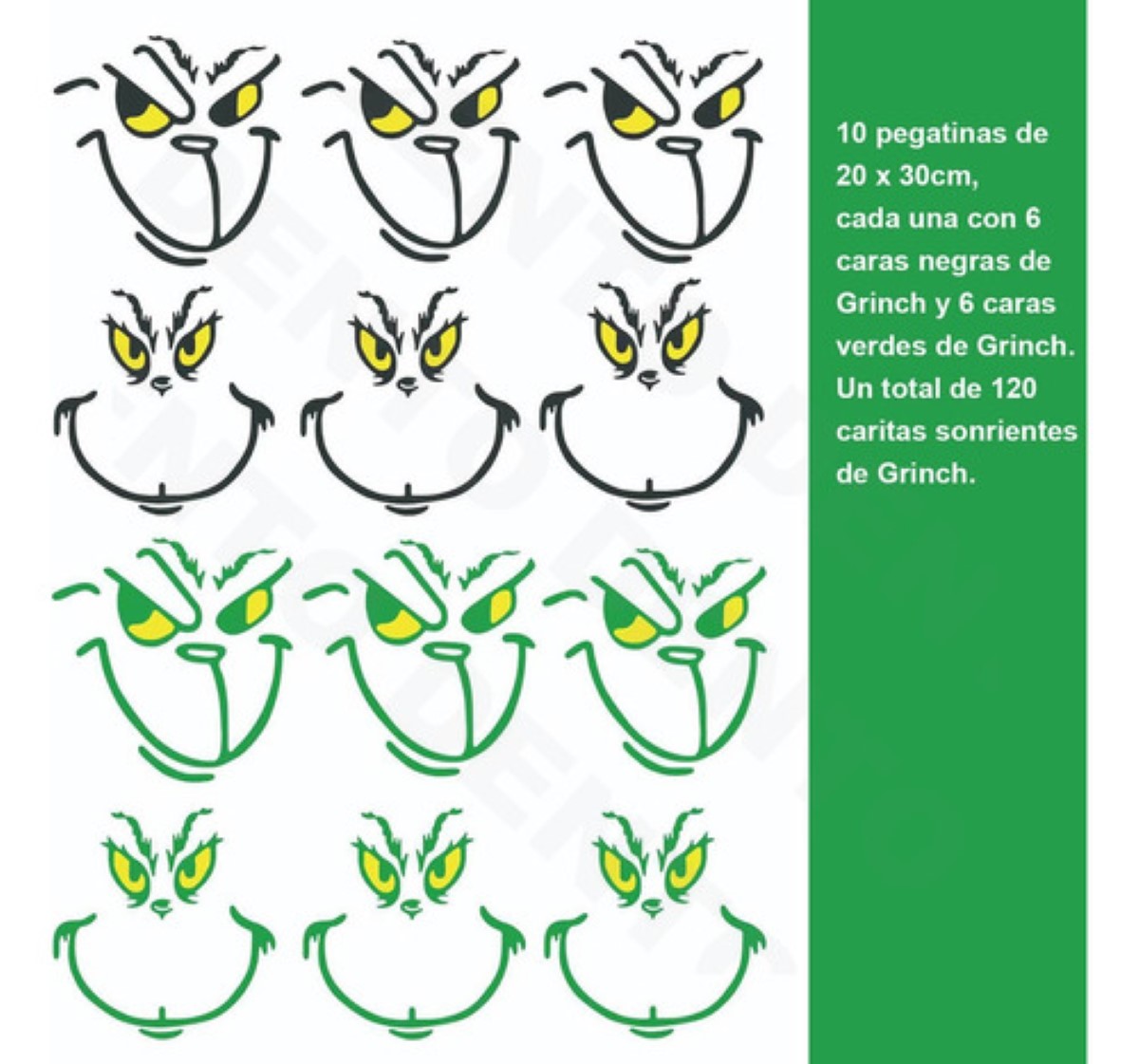 120 Grinch Pegatinas Stickers Decorativas Navideñas Adornos negro/verde