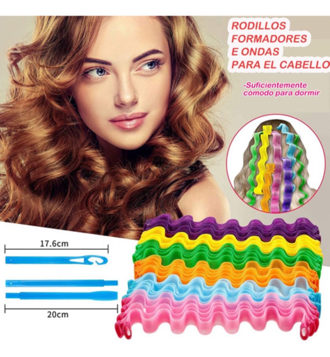 Set De 30 Rizadores Sin Calor Para Rizos En Espiral, Varios Colores 