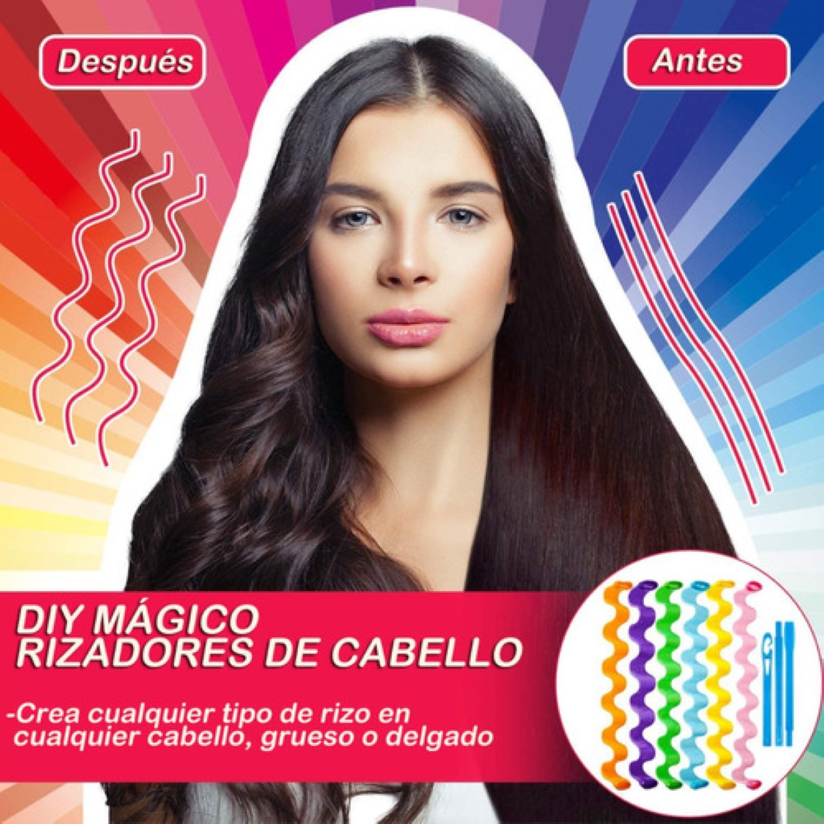 Set De 30 Rizadores Sin Calor Para Rizos En Espiral, Varios Colores 