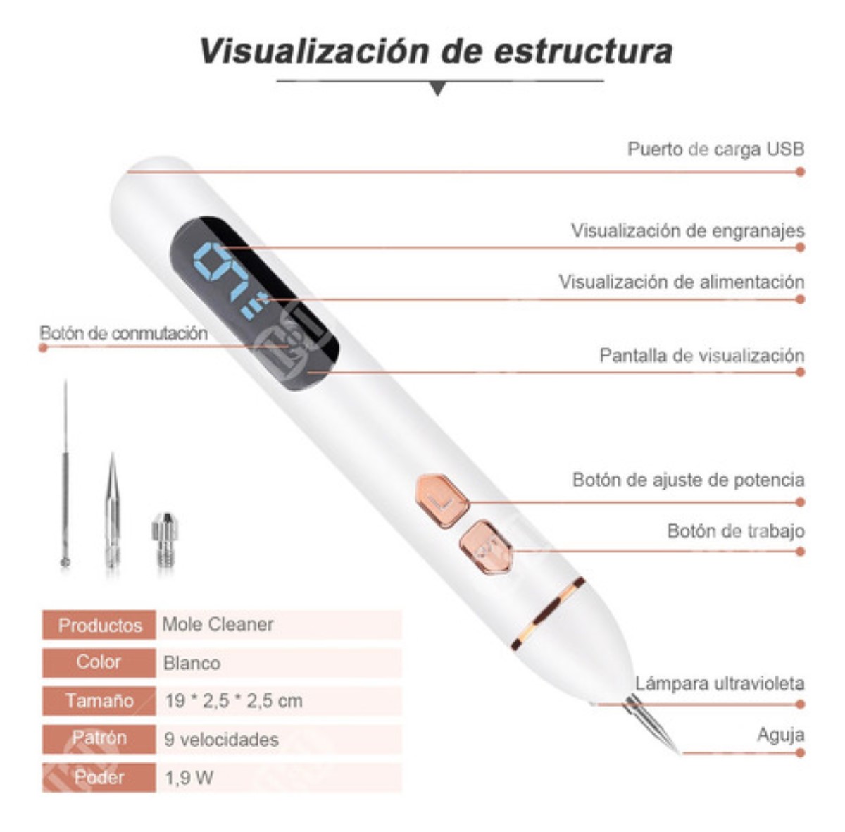 Herramienta Para Quitar Verrugas Ciicii Pluma Cauterizador Blanco