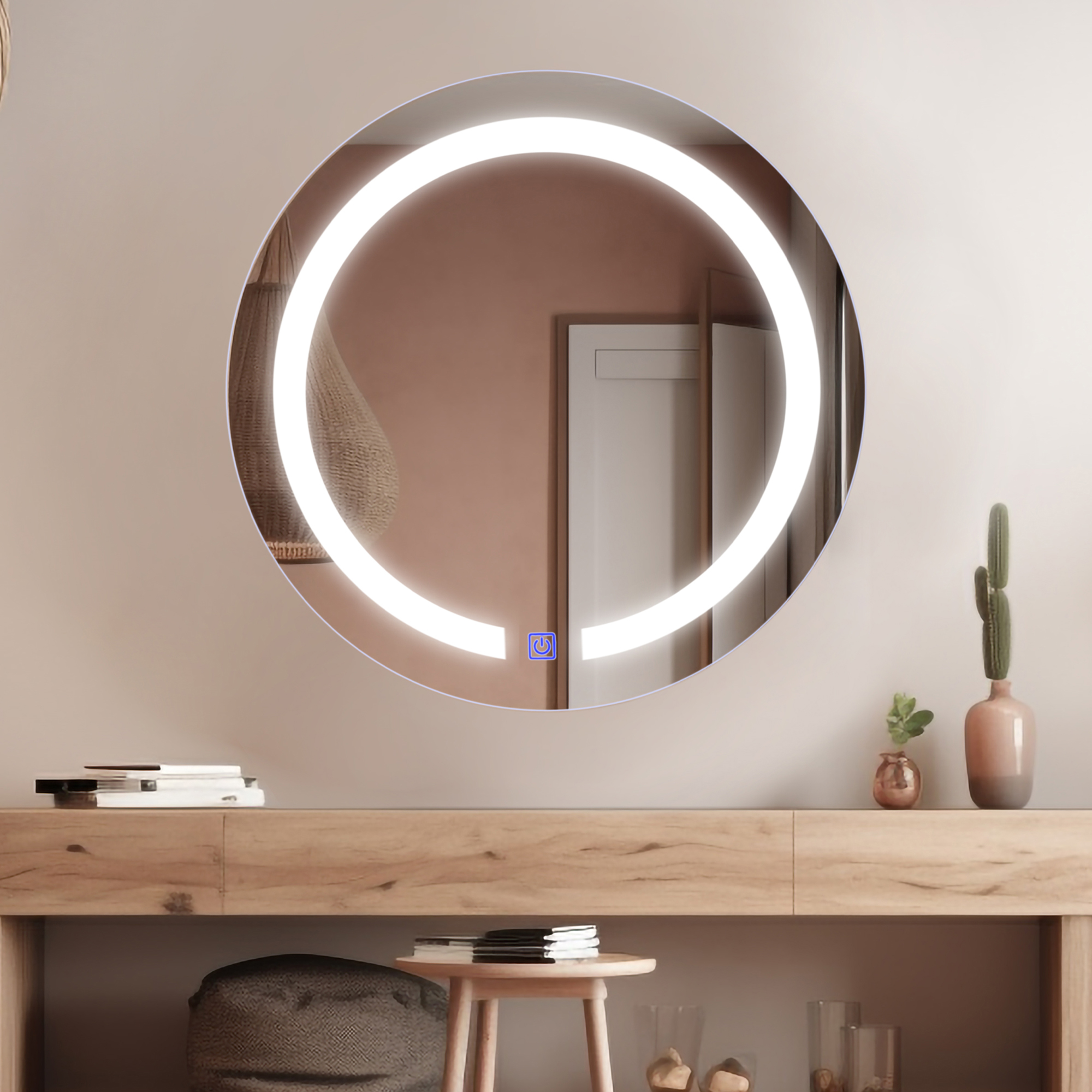 Espejo Redondo De 60cm Con Luz Led Marca Gravita