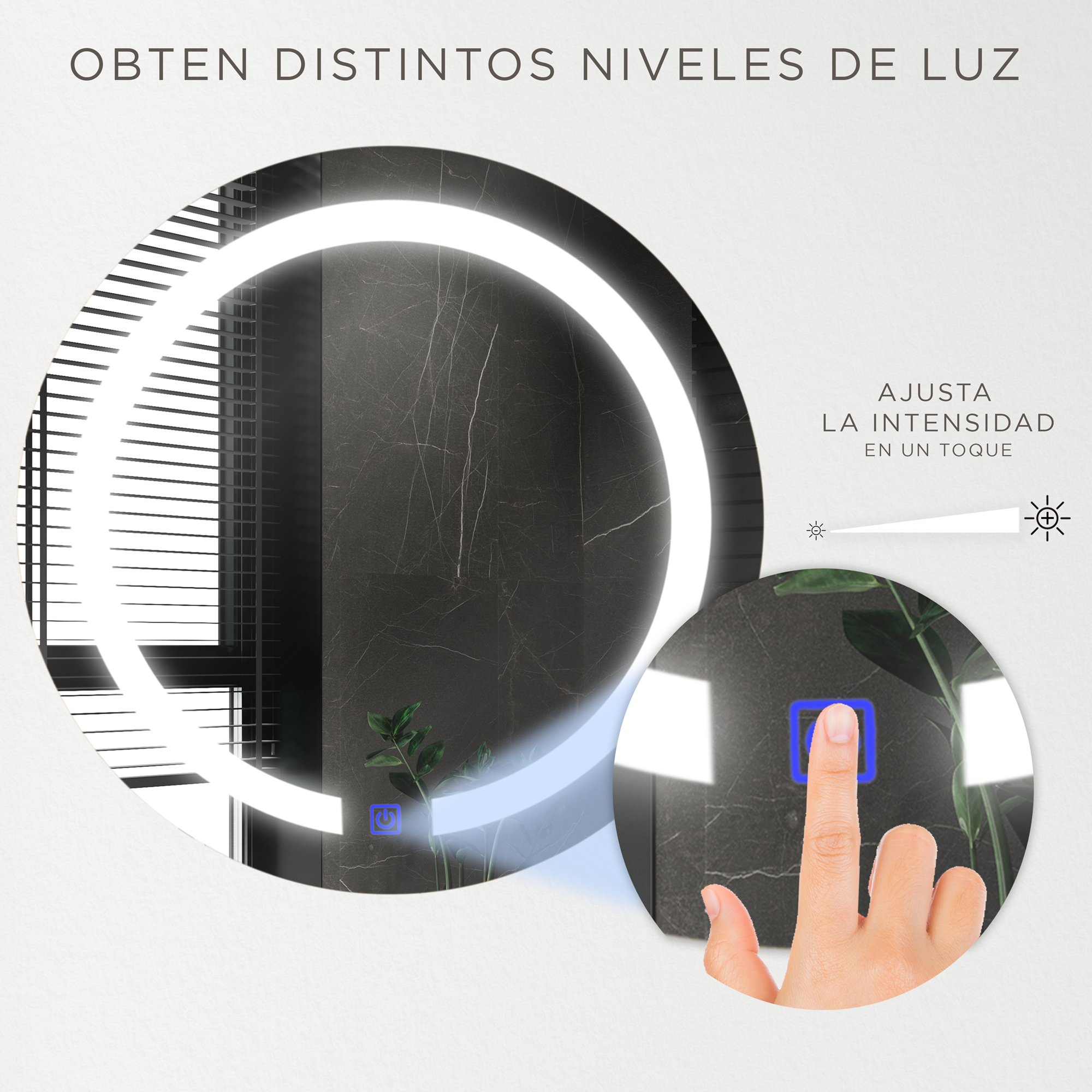 Espejo Redondo De 60cm Con Luz Led Marca Gravita