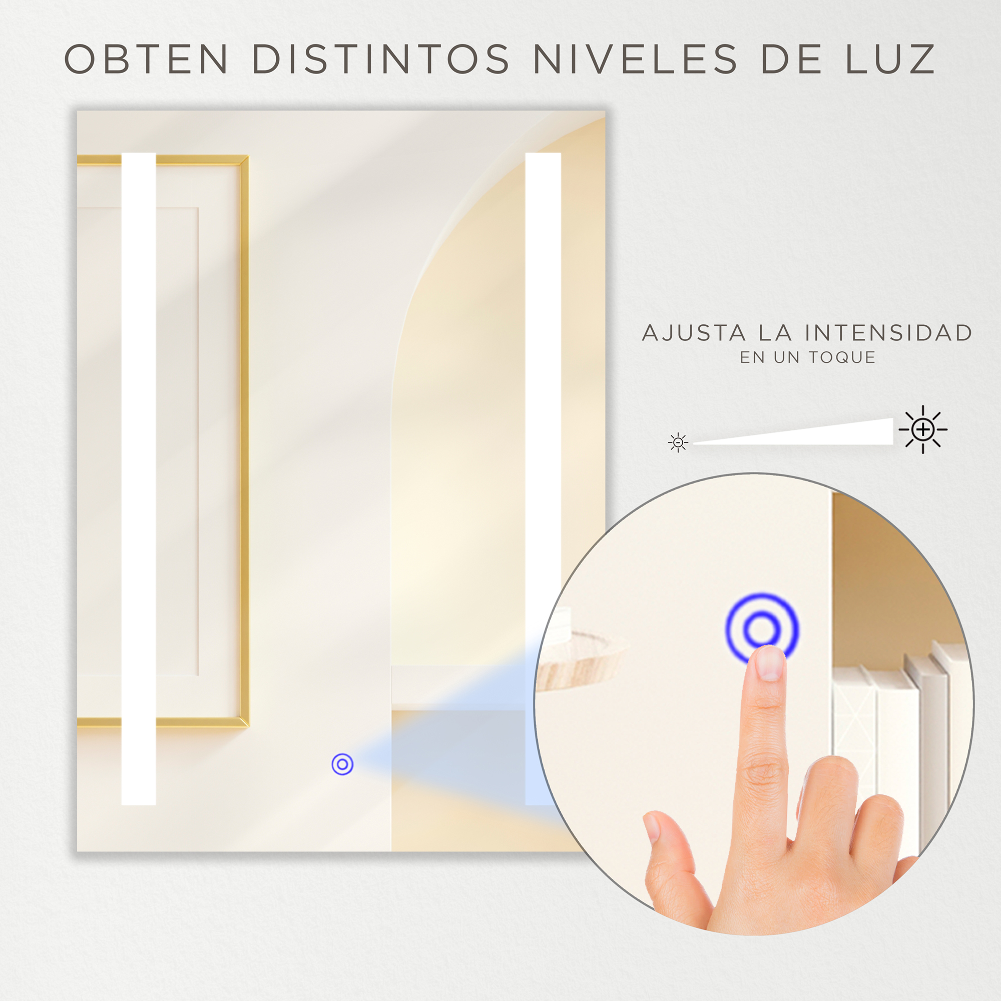 Espejo Rectangular De 50X70cm Con Luz Led Marca Gravita