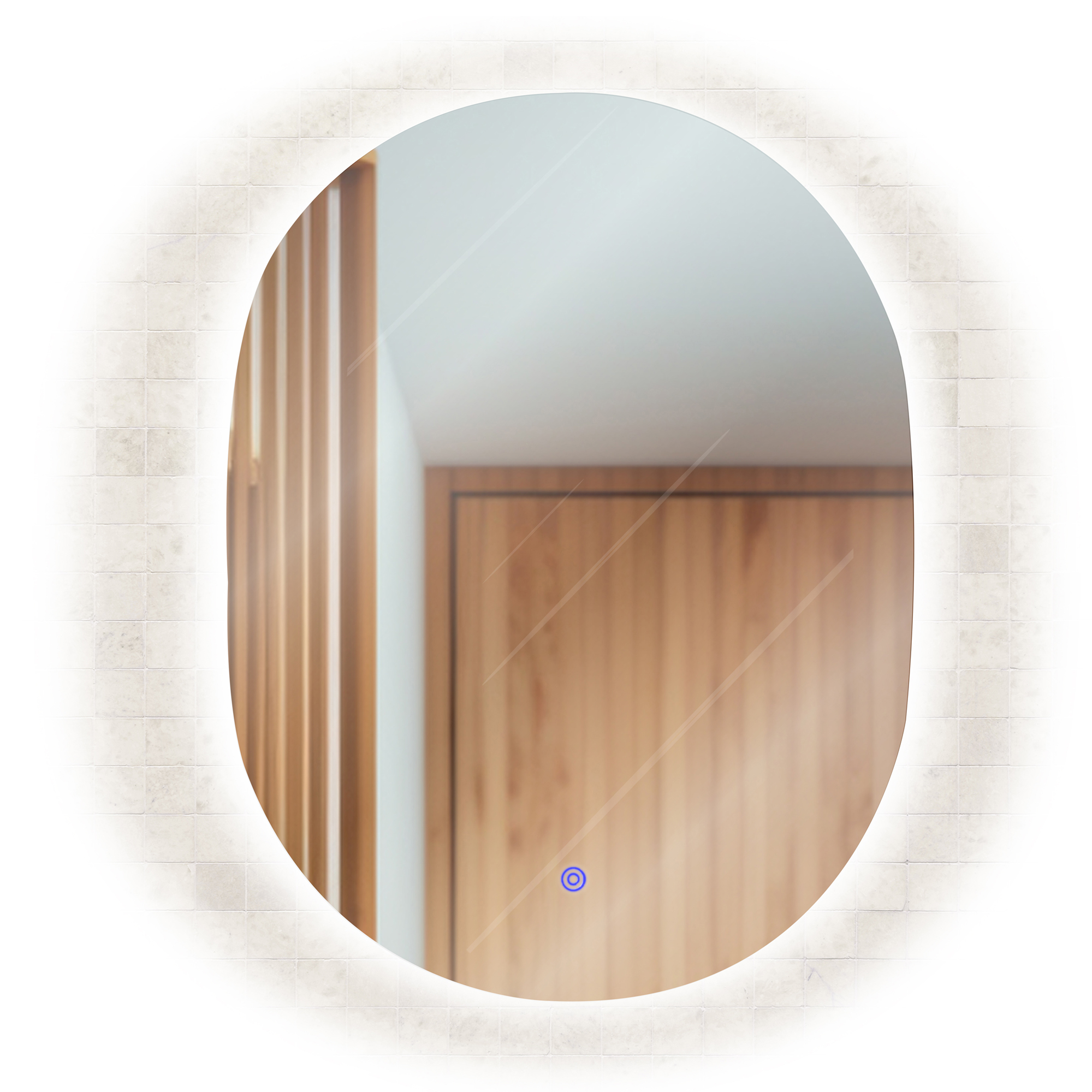 Espejo Ovalado De 60X80cm Con Luz Led Indirecta Marca Gravita.