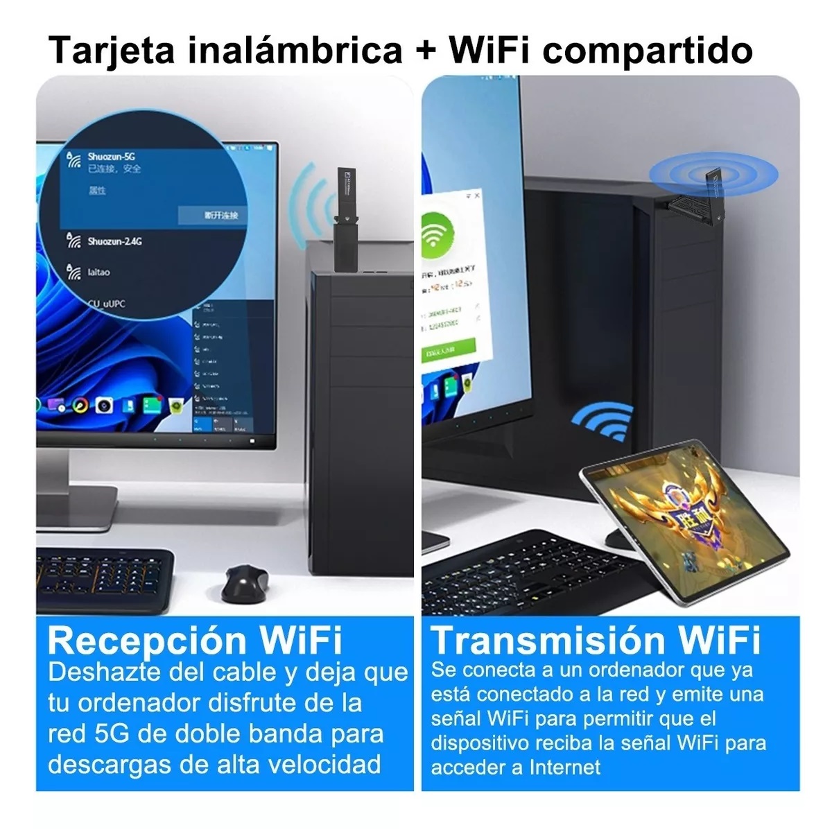 Antena Adaptador Wifi 1300mbps Usb Inalámbricos 2.4g/5g