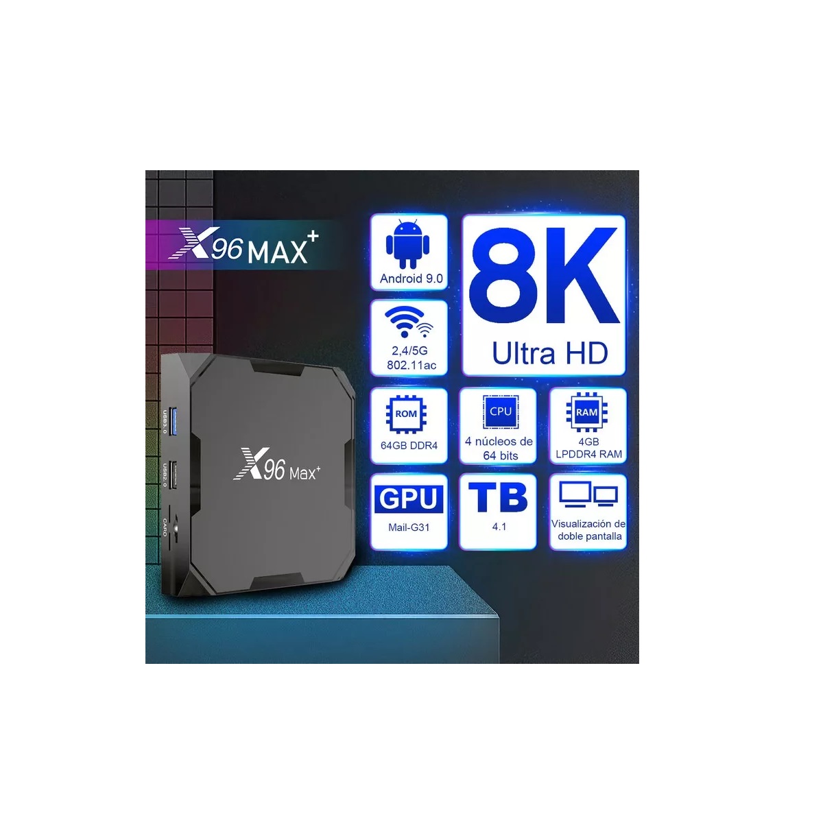 Tv Player Android 9.0 8k 4gb Ram 64gb Rom Dual Band Wifi