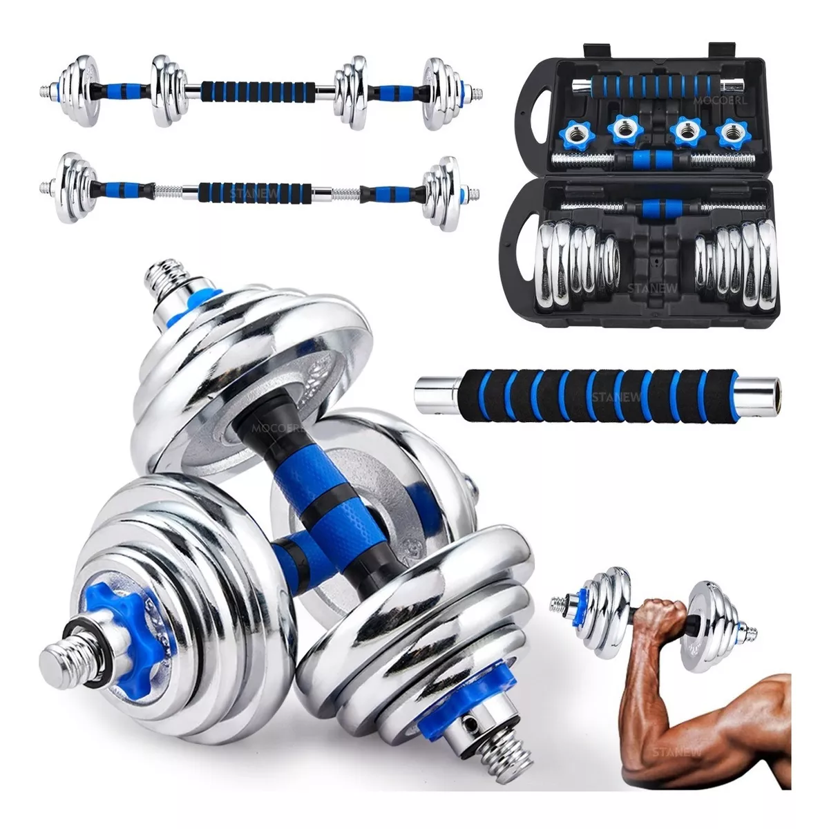 Kit De Mancuernas, Barra Con Pesas Para Gimnasio De 20 Kg