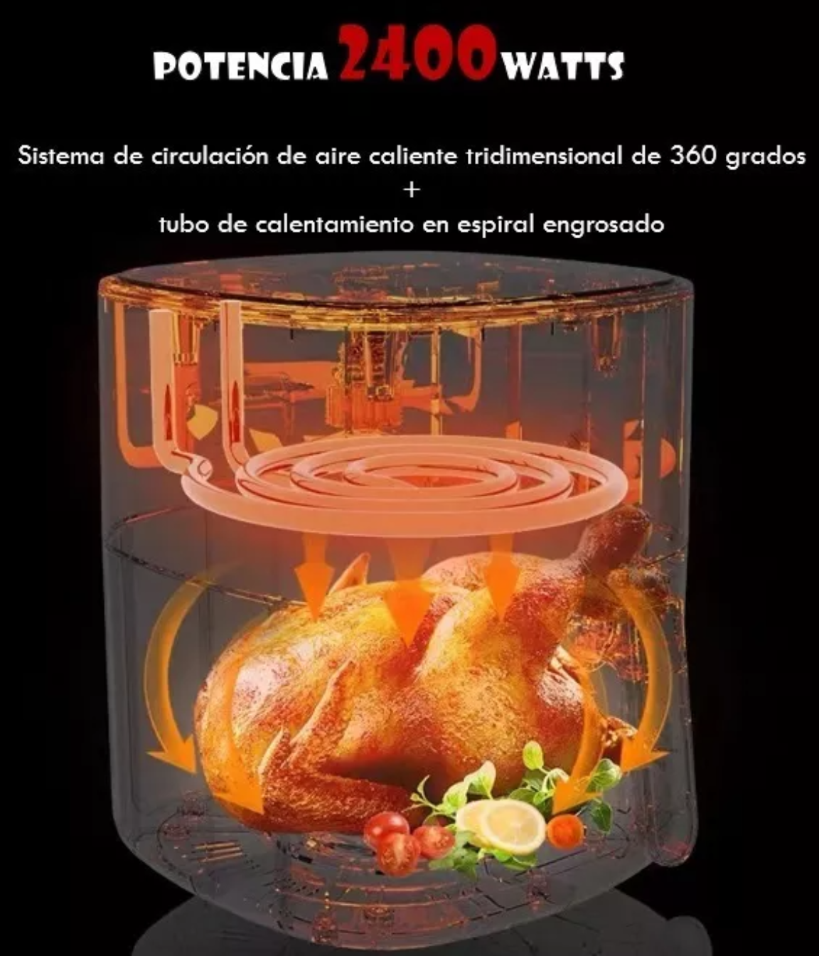 Freidora Sin Aceite De Aire Eléctrica Tecnología Nueva 10en1