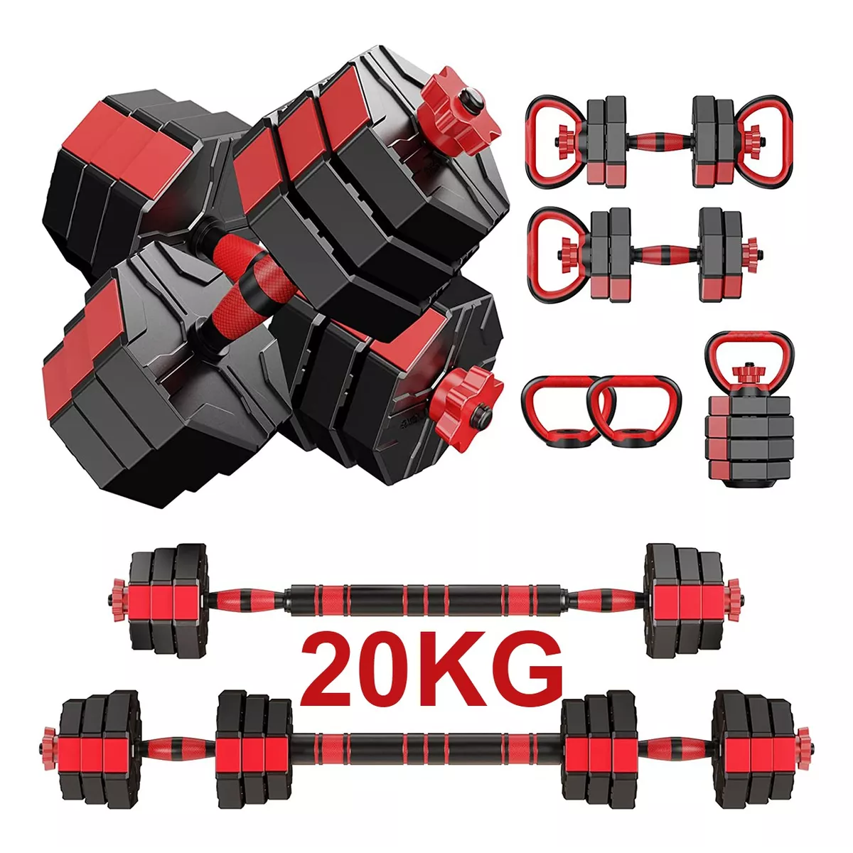 Juego 20 Kg De Barras Ajustables, Pesas Rusas Trajes De Mancuernas