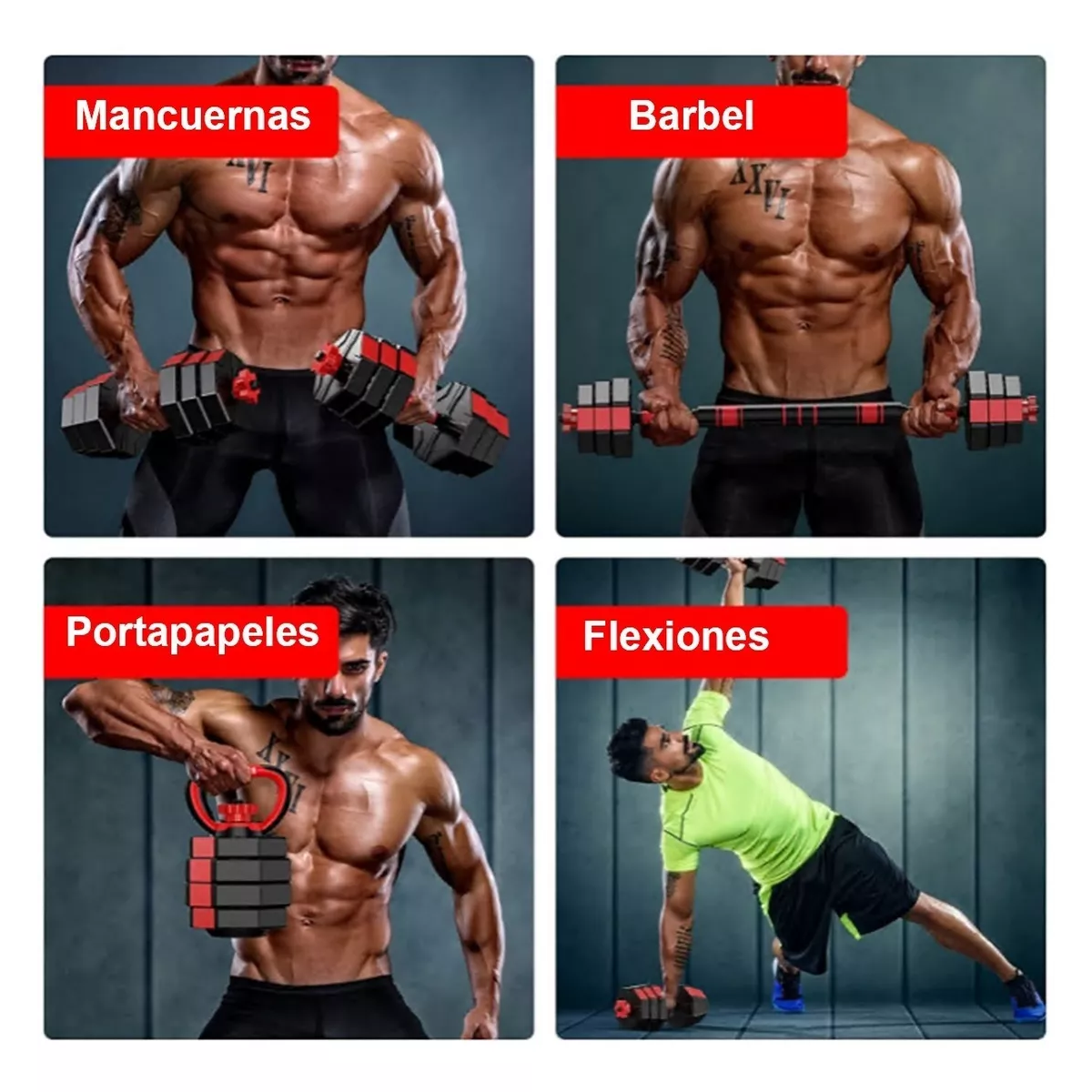 Juego 20 Kg De Barras Ajustables, Pesas Rusas Trajes De Mancuernas