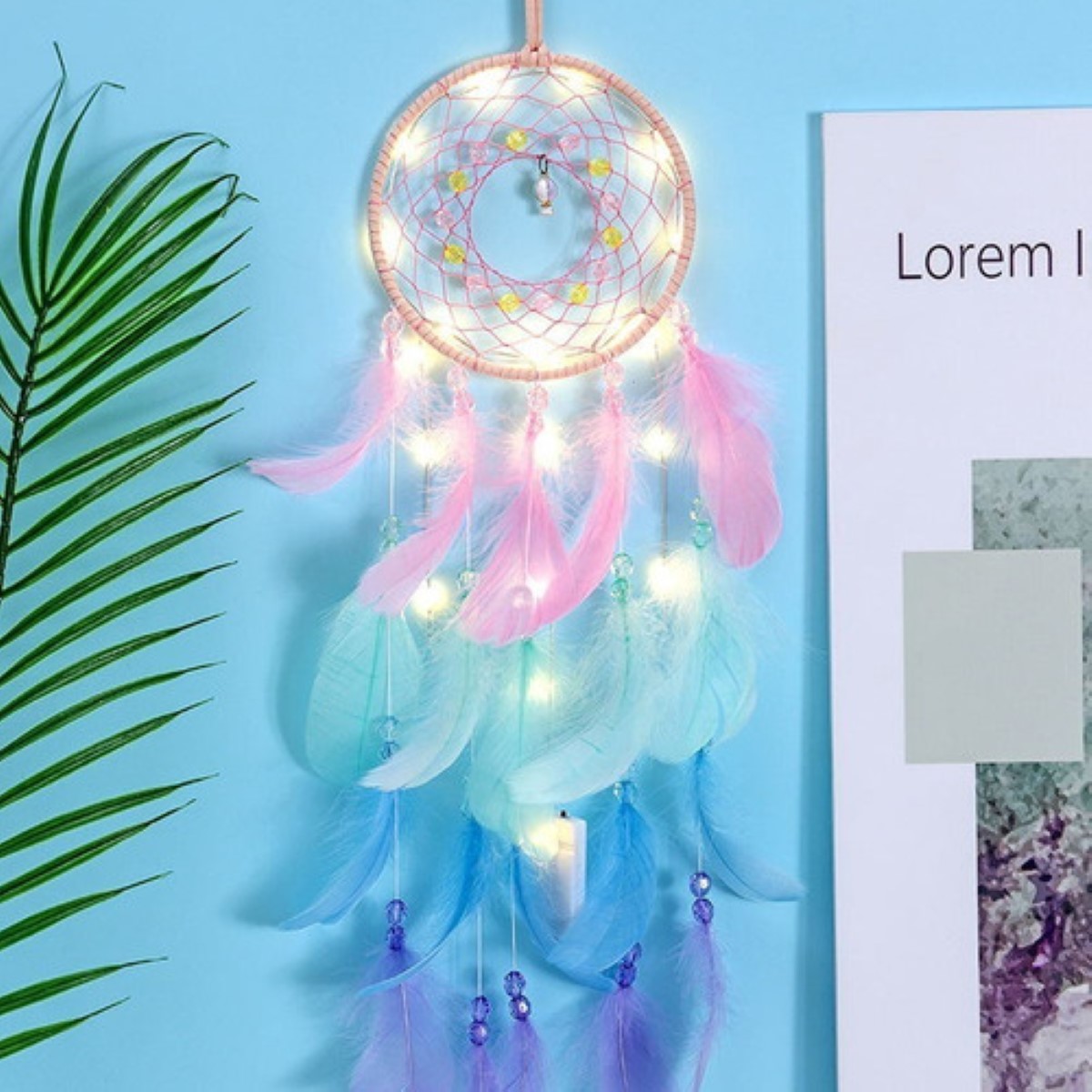 Atrapasueños, Plumas Con Luces,luces Decorativas Multicolor