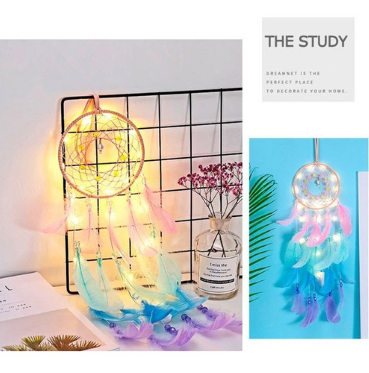 Atrapasueños, Plumas Con Luces,luces Decorativas Multicolor