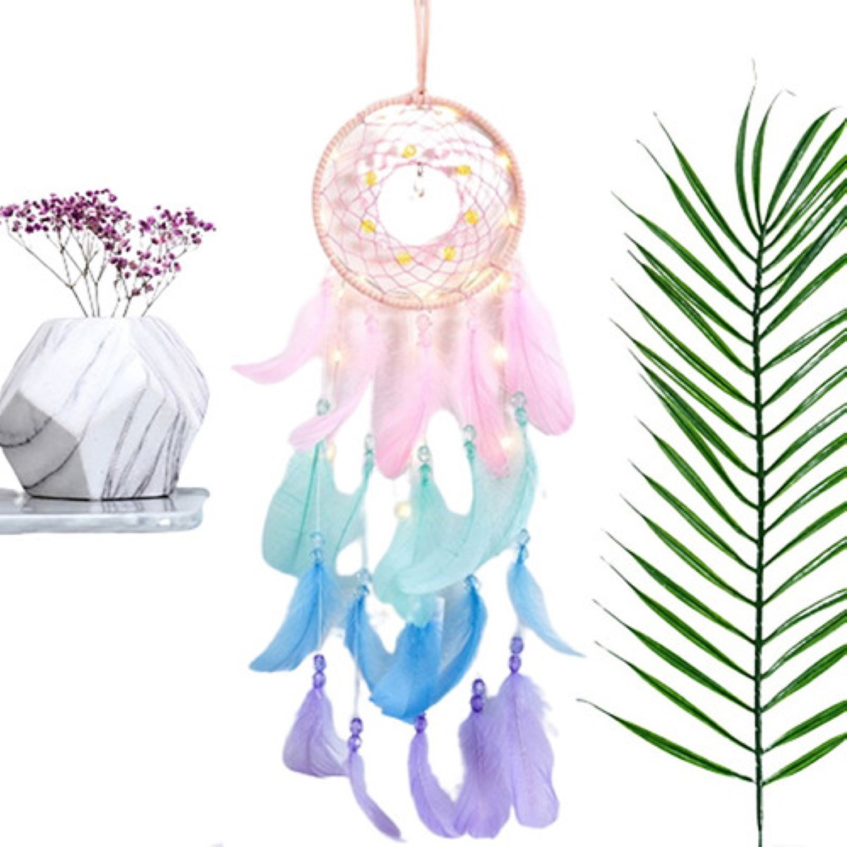 Atrapasueños, Plumas Con Luces,luces Decorativas Multicolor