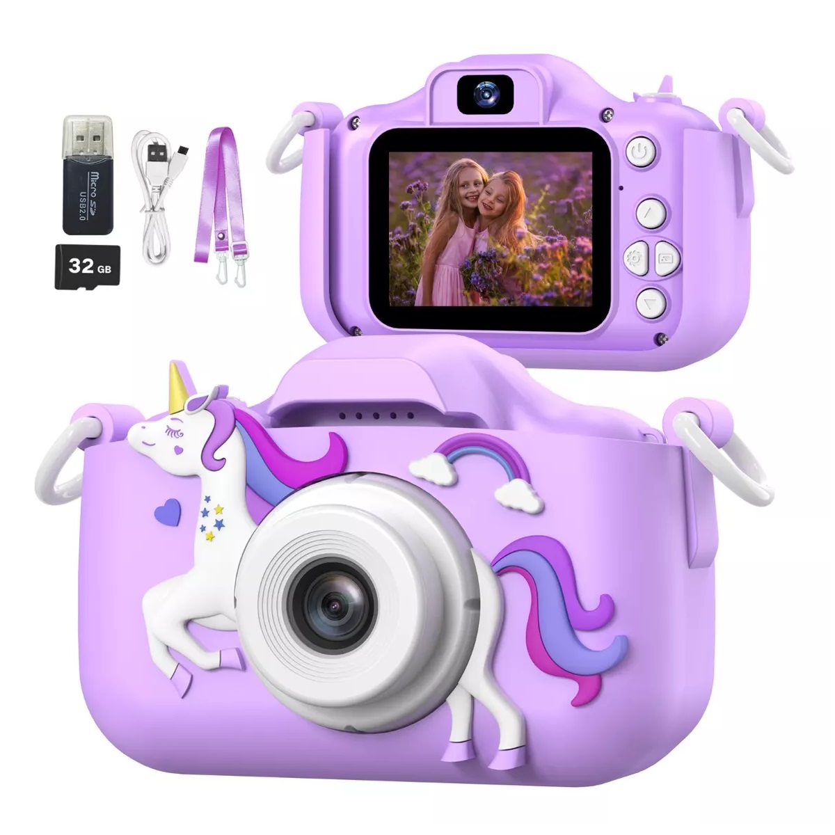 Cámara Digital Hd De Doble Lente 1080p Para Niños +32gb