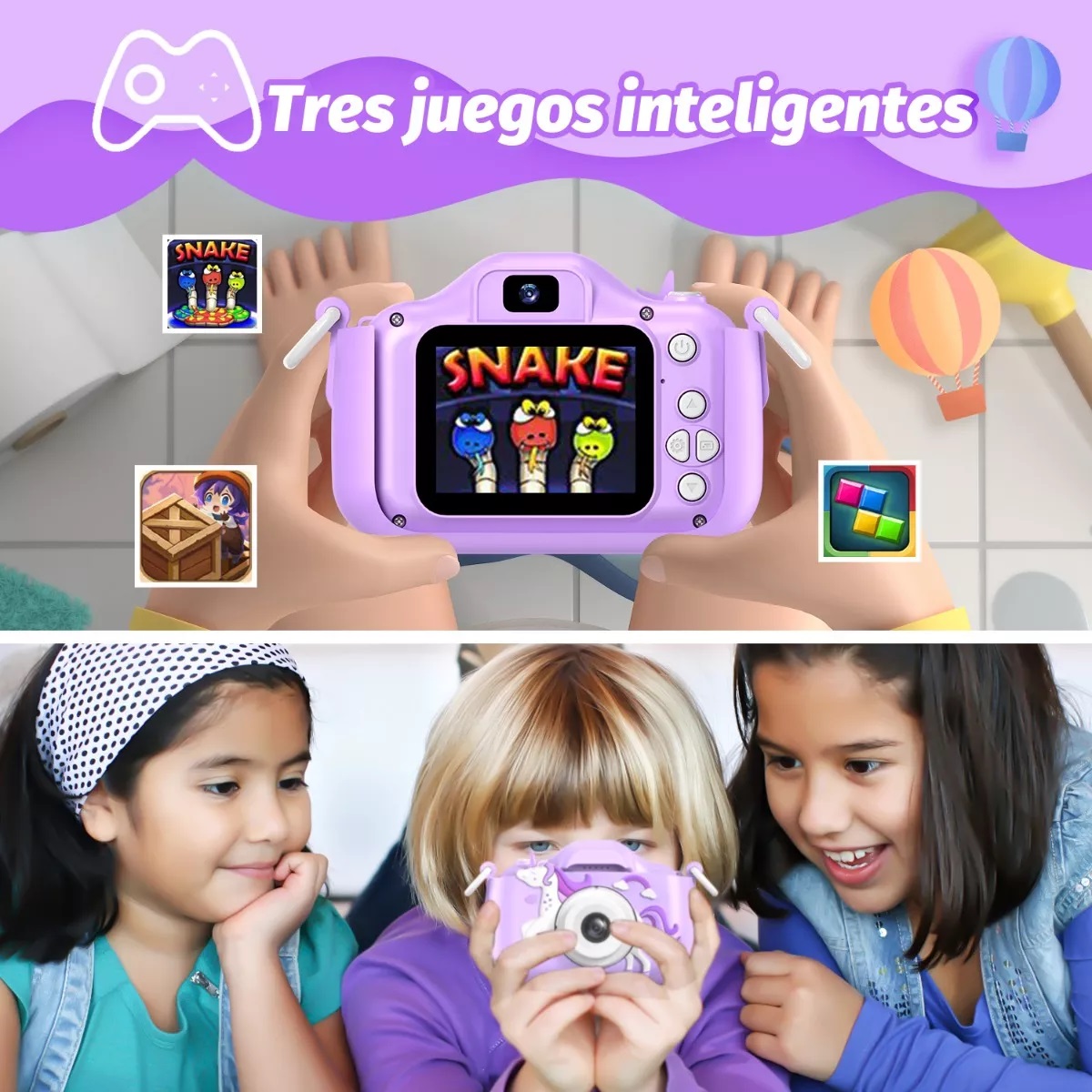 Cámara Digital Hd De Doble Lente 1080p Para Niños +32gb