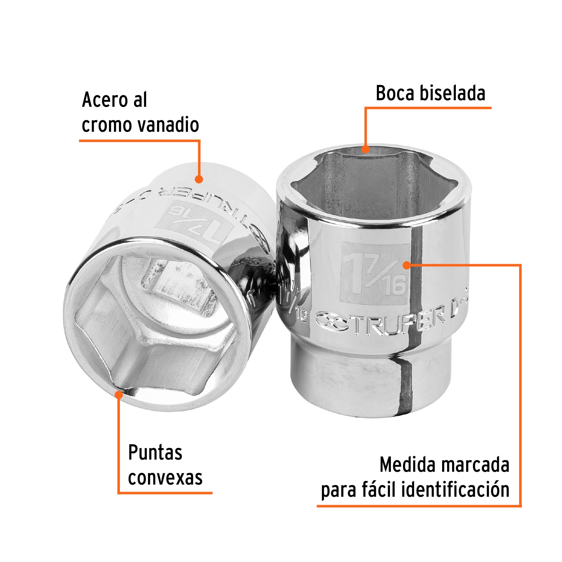DADO DE 1-7/16", 6 PUNTAS, CUADRO 3/4", TRUPER 13831