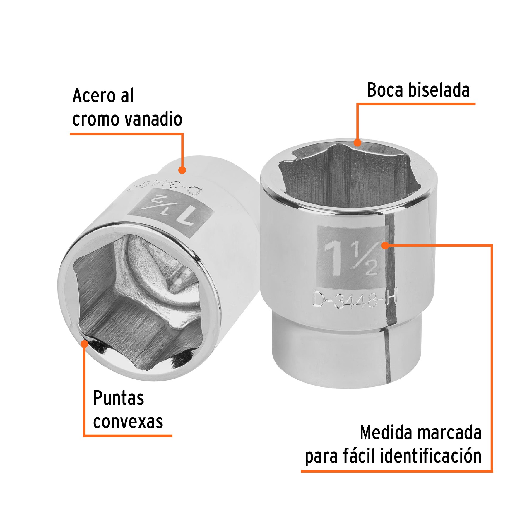 DADO DE 1-1/2", 6 PUNTAS, CUADRO 3/4", TRUPER 13832