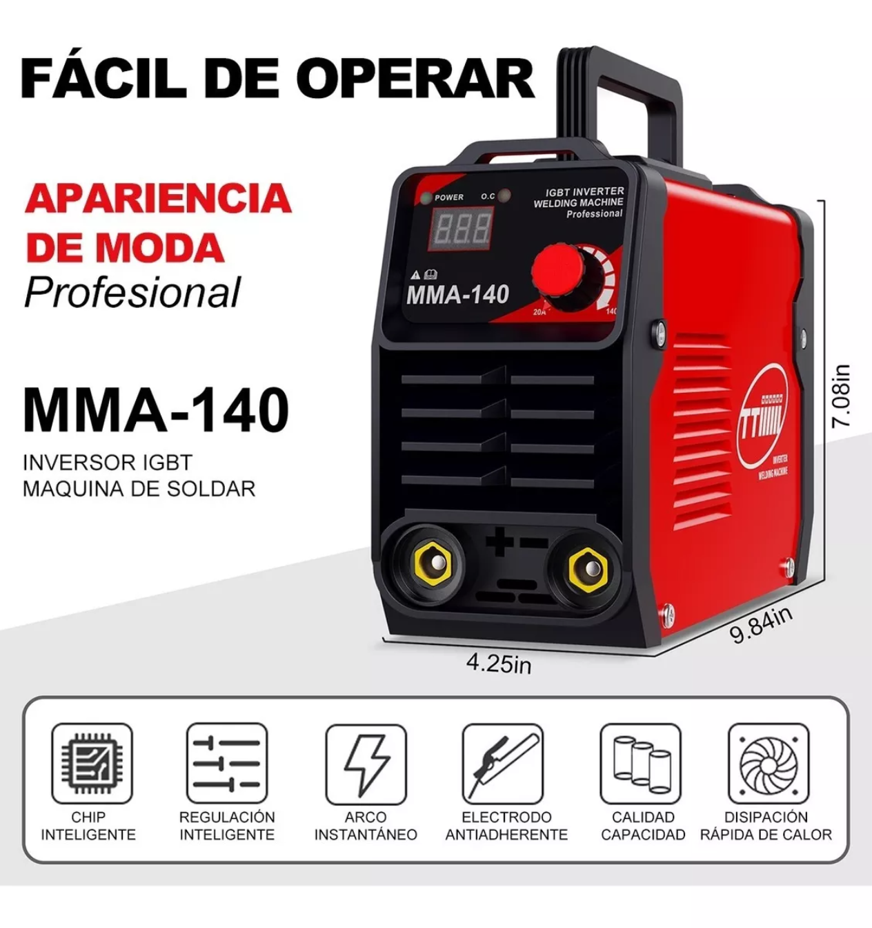 Soldadora Inverter Mma-140 Rojo Y Negro 50/60hz 110/220v