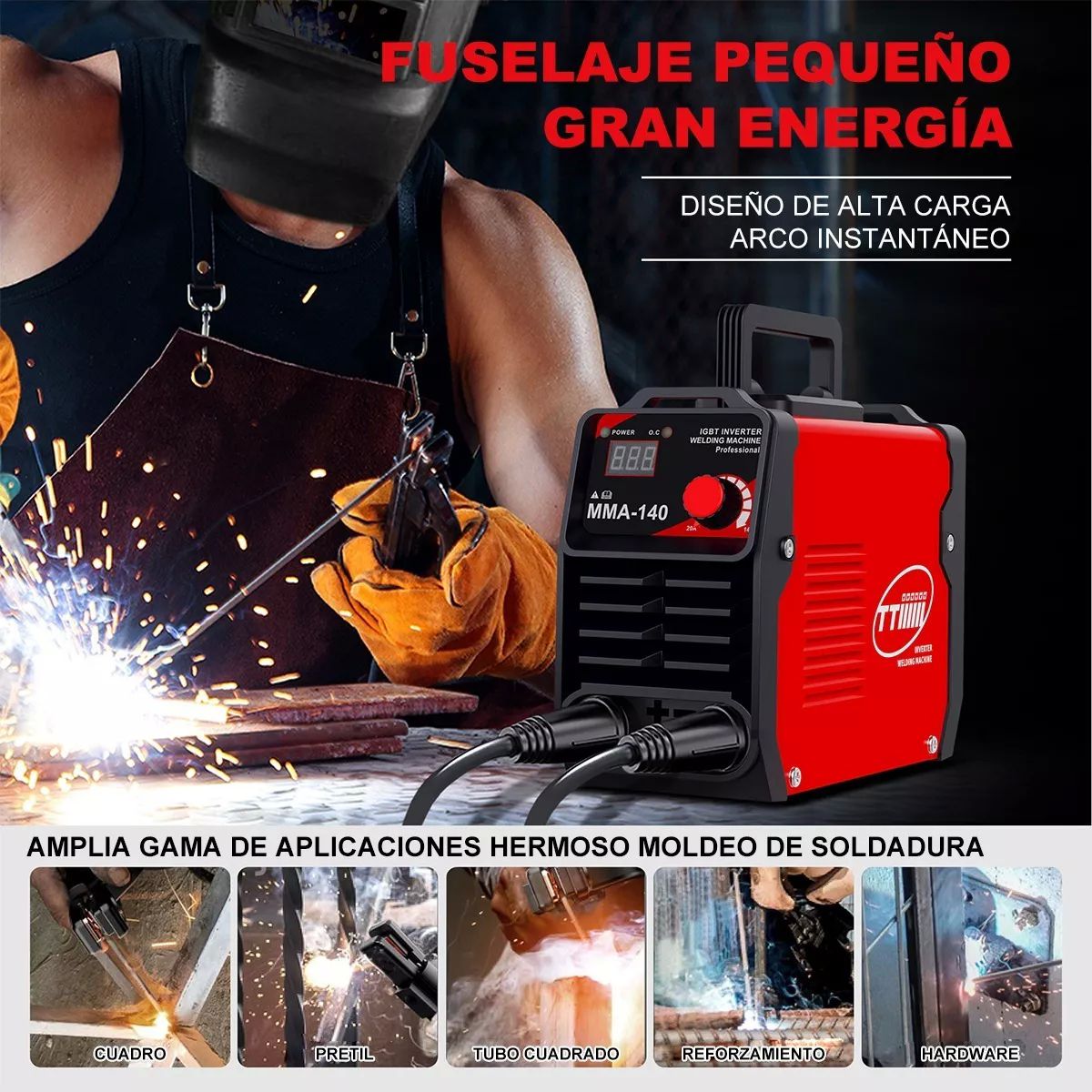 Soldadora Inverter Mma-140 Rojo Y Negro 50/60hz 110/220v