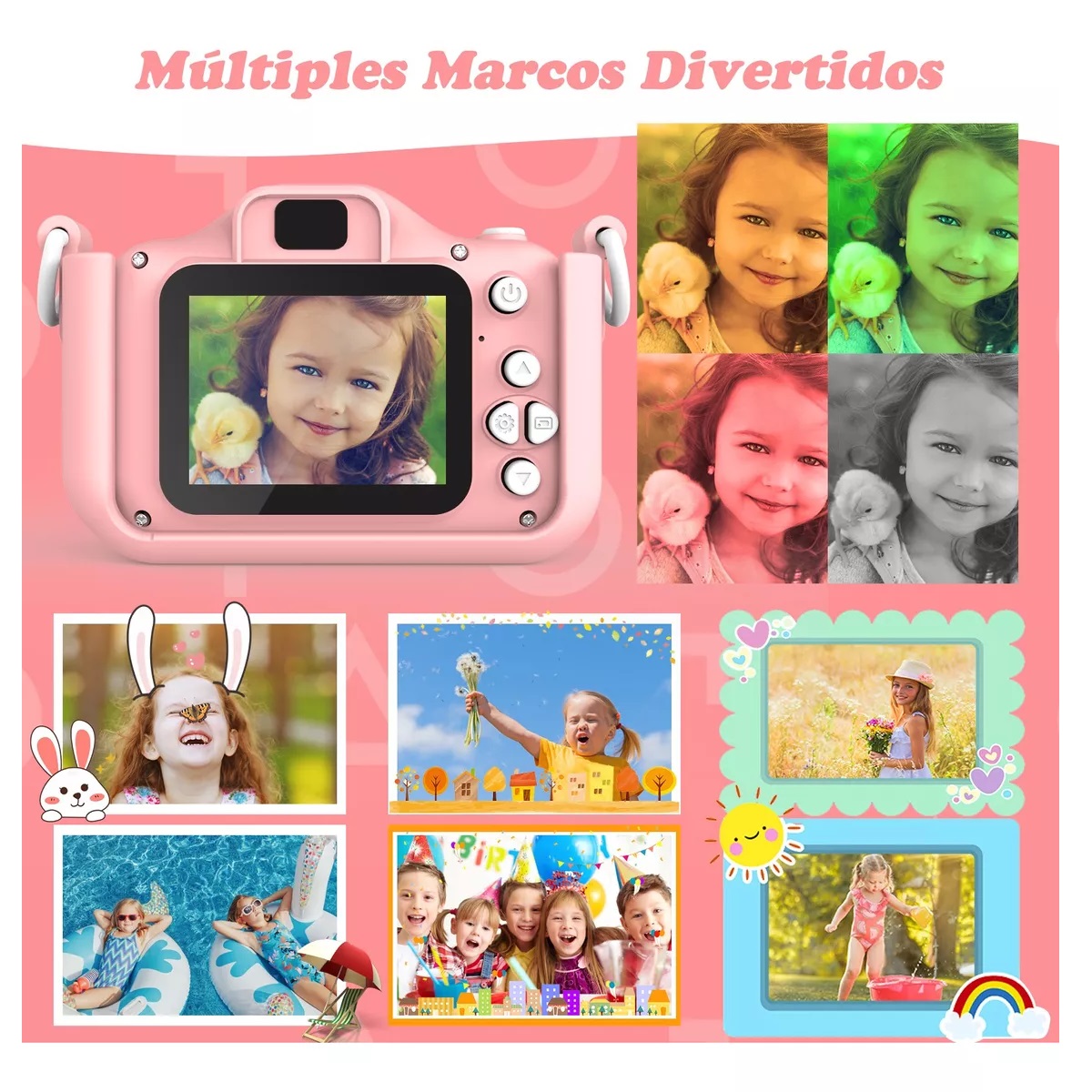Camara Digital Para Niña Mini Cámara Fotografica De Juguete Rosa
