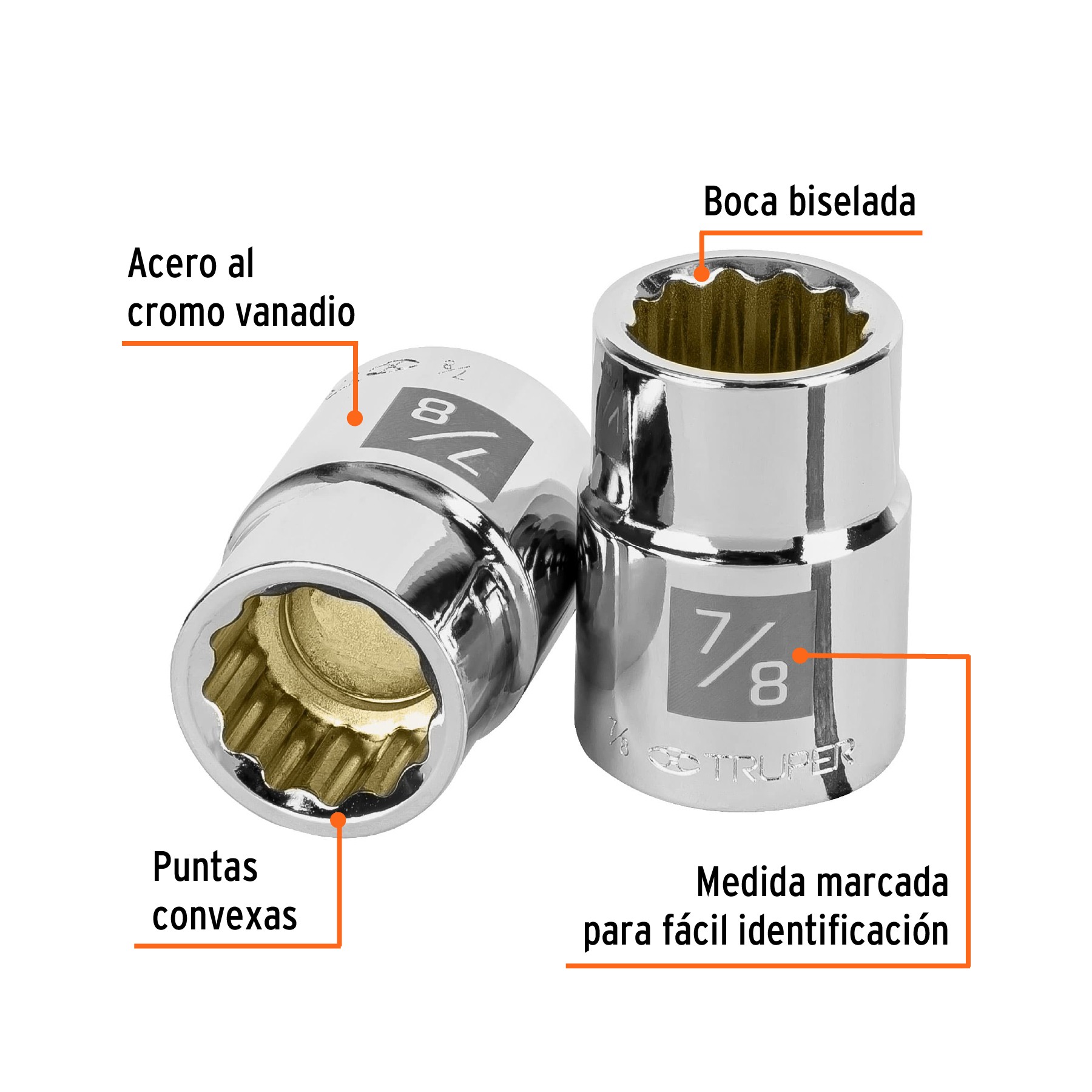 DADO DE 7/8", 12 PUNTAS, CUADRO 3/4", TRUPER 13852