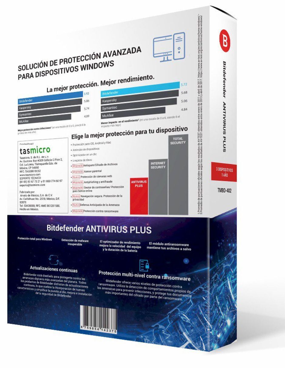 Bitdefender Antivirus Plus - 3 dispositivos | 1 año de Suscripción