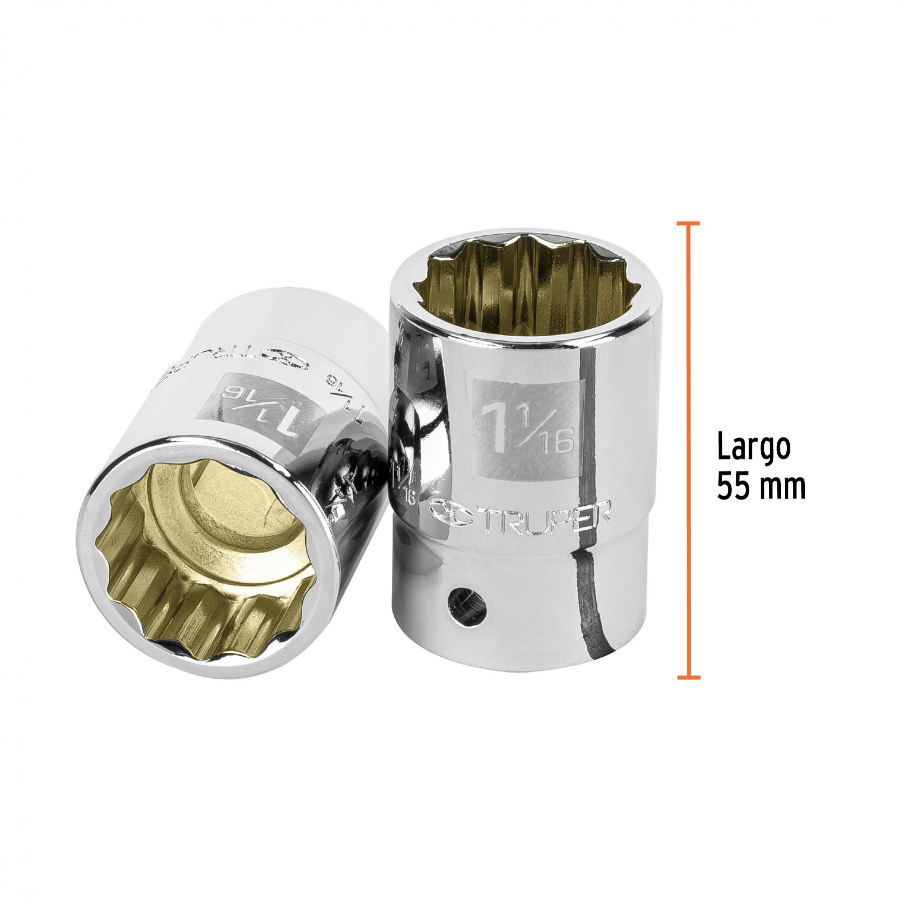 DADO DE 1-1/16", 12 PUNTAS, CUADRO 3/4", TRUPER 13855