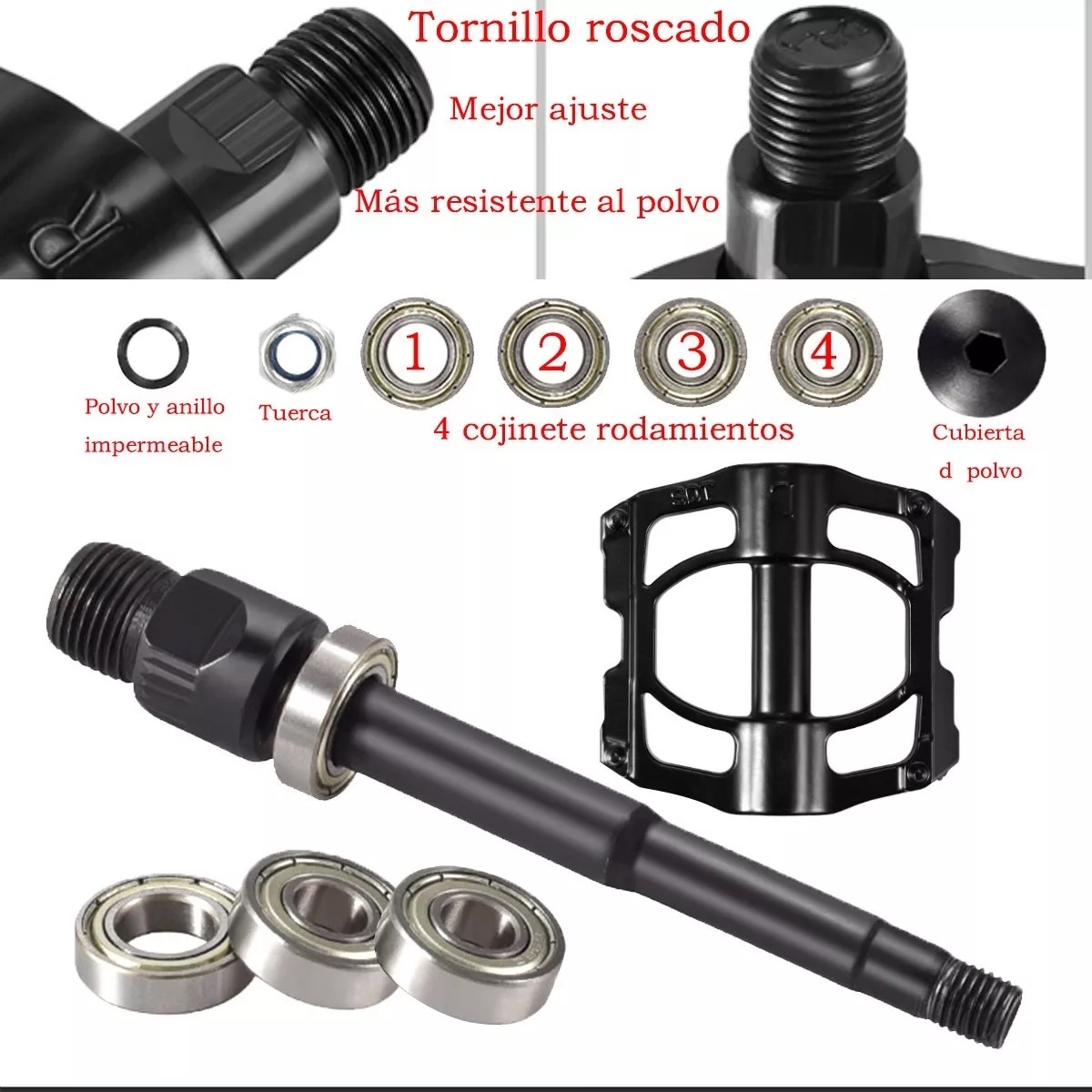 Pedales De Aluminio Para Bicicleta Mtb,4 Rodamientos,un Par