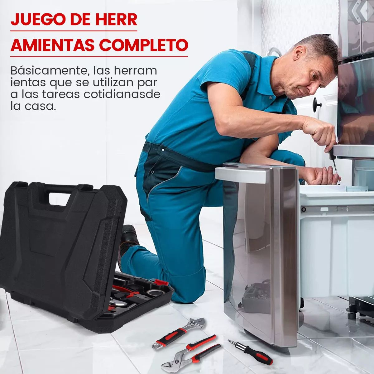 112pzs Juego Herramientas Set Mecánicas Reparación Doméstica.