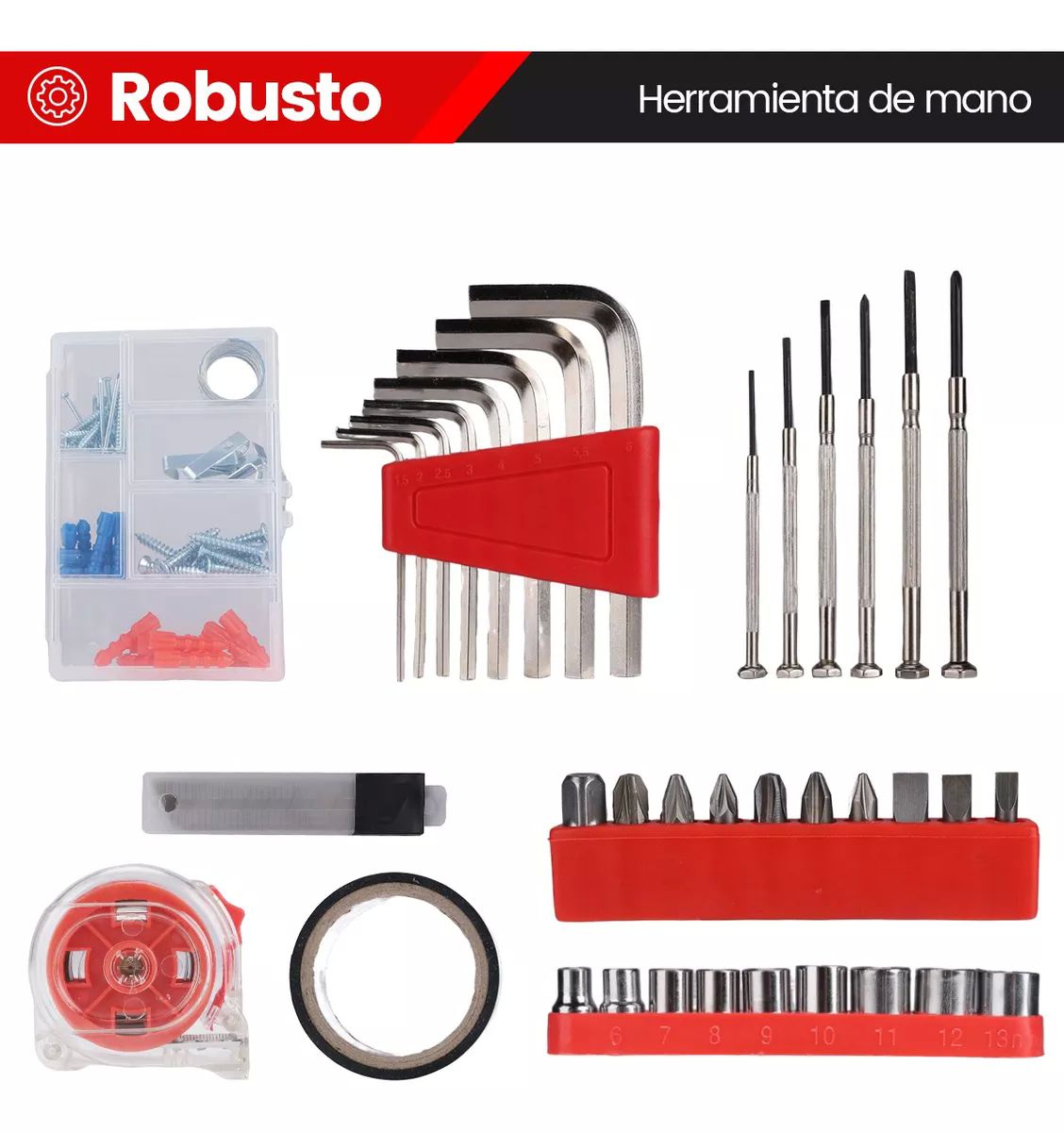 112pzs Juego Herramientas Set Mecánicas Reparación Doméstica.