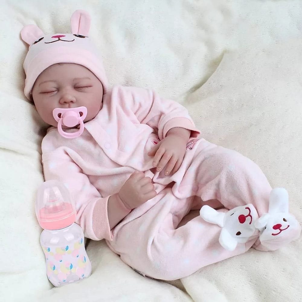 Muñeca Bebé Reborn De Silicona Y Algodón,55cm Niña Durmiendo