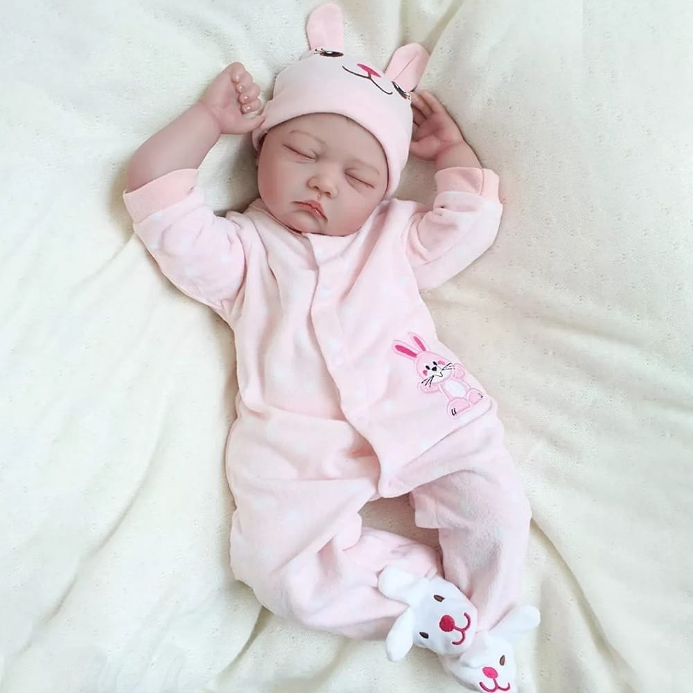 Muñeca Bebé Reborn De Silicona Y Algodón,55cm Niña Durmiendo