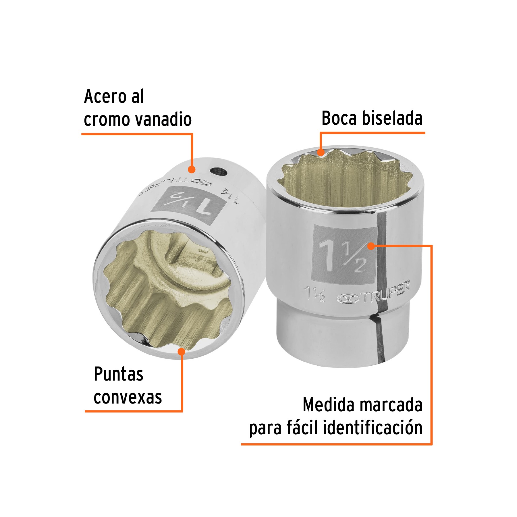 DADO DE 1-1/2", 12 PUNTAS, CUADRO 3/4", TRUPER 13862